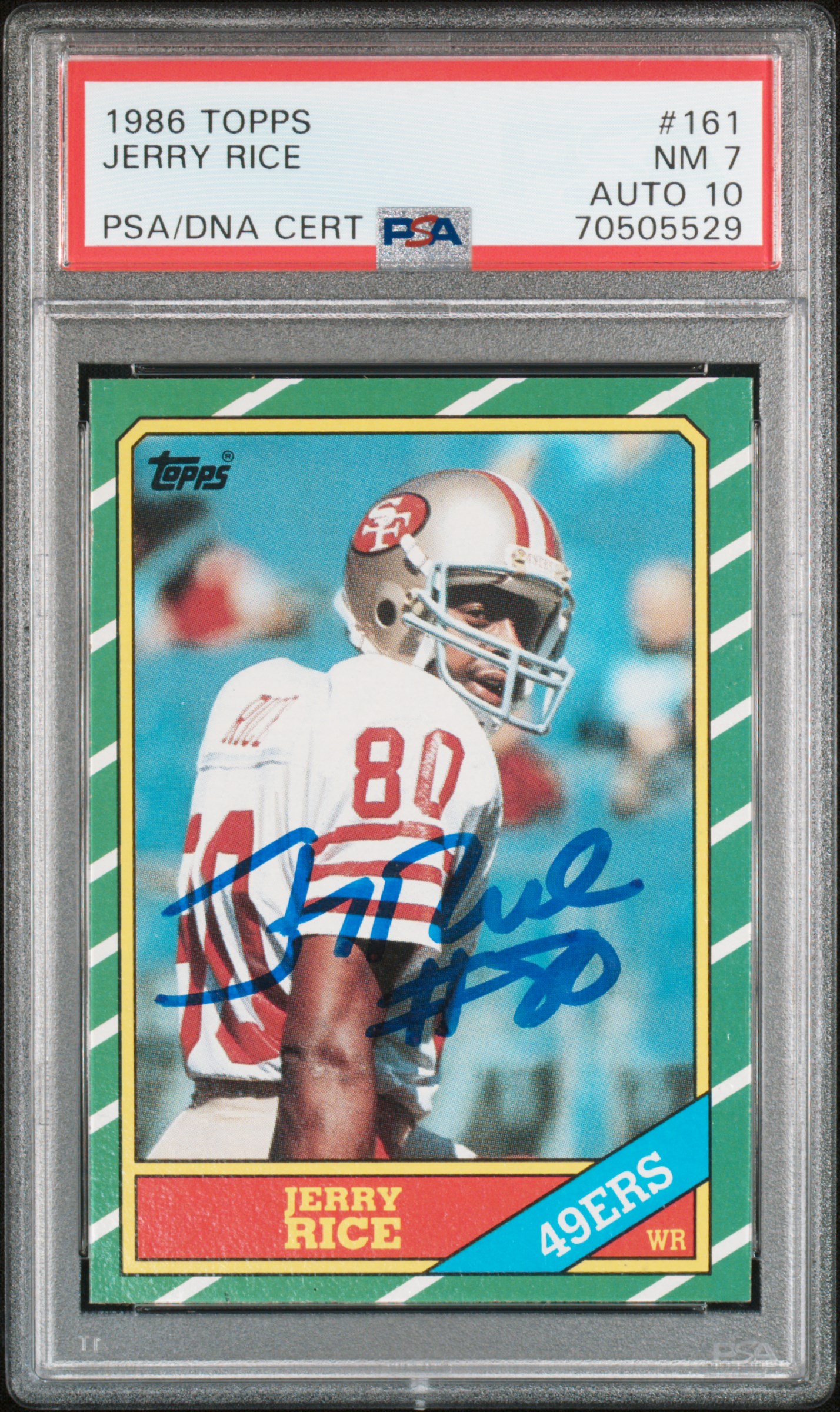 Jerry Rice 1986 Topps Signed Rookie Card #161 Auto Graded PSA 10 70505529