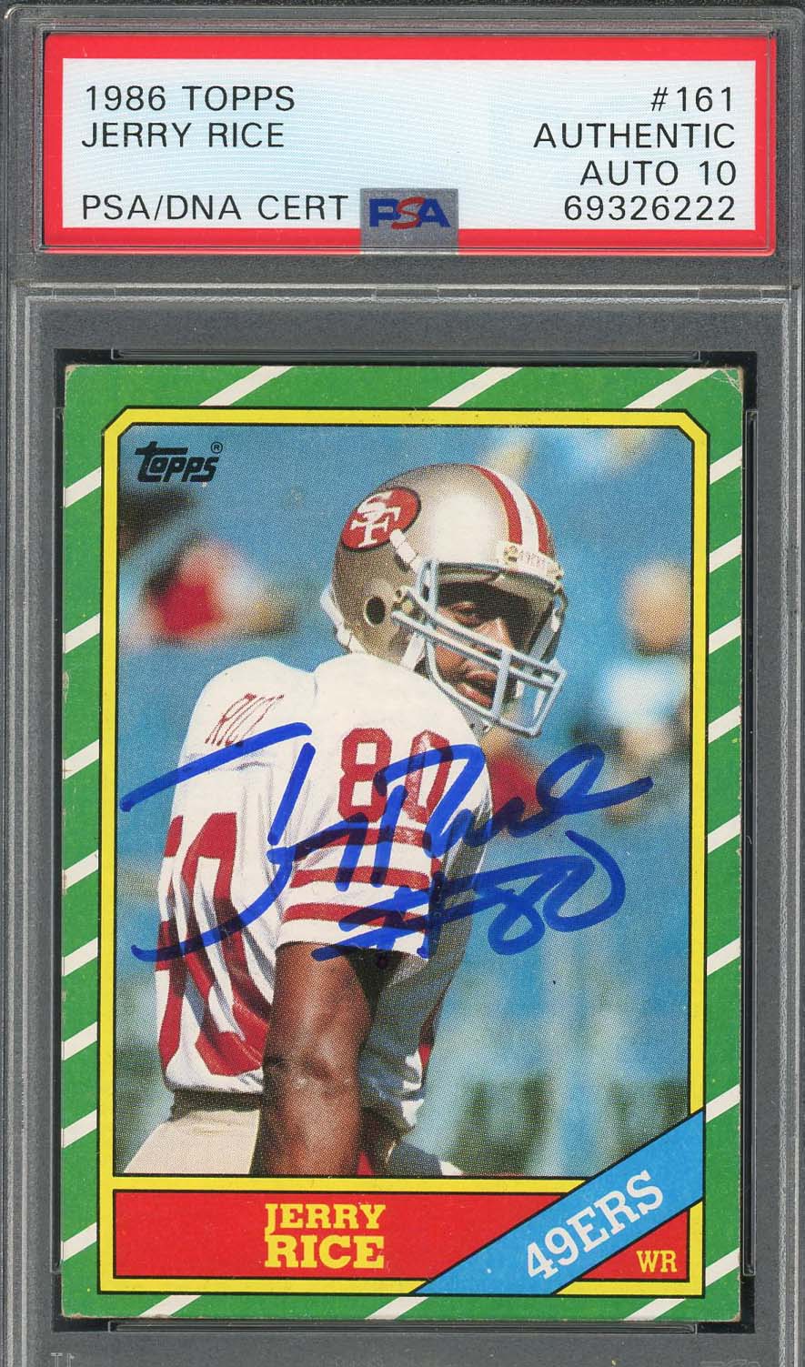 Jerry Rice 1986 Topps Signed Rookie Card #161 Auto Graded PSA 10 69326222