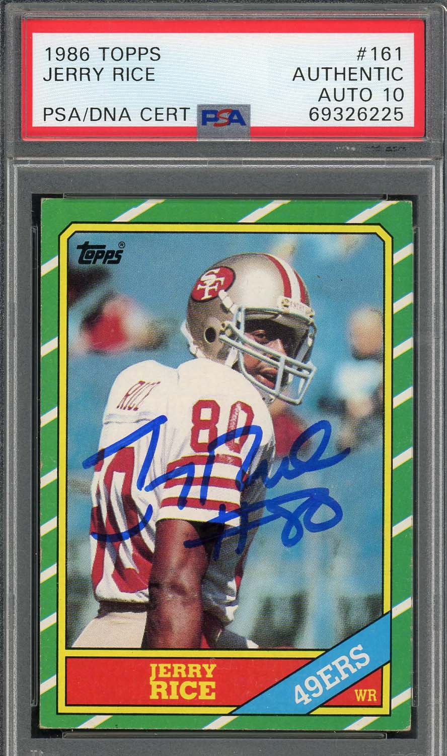 Jerry Rice 1986 Topps Signed Rookie Card #161 Auto Graded PSA 10 69326225