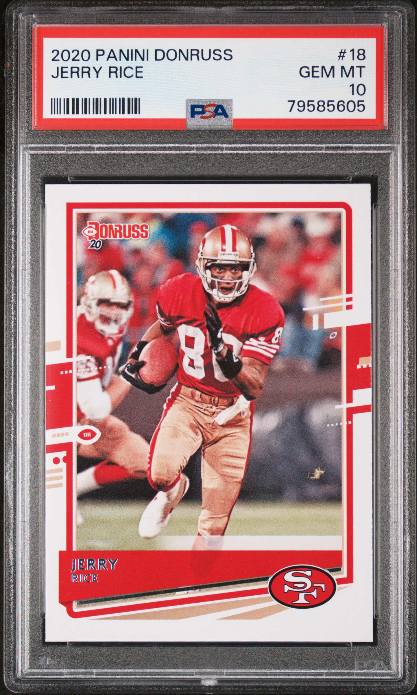 Jerry Rice 2020 Panini Donruss Football Card #18 Graded PSA 10