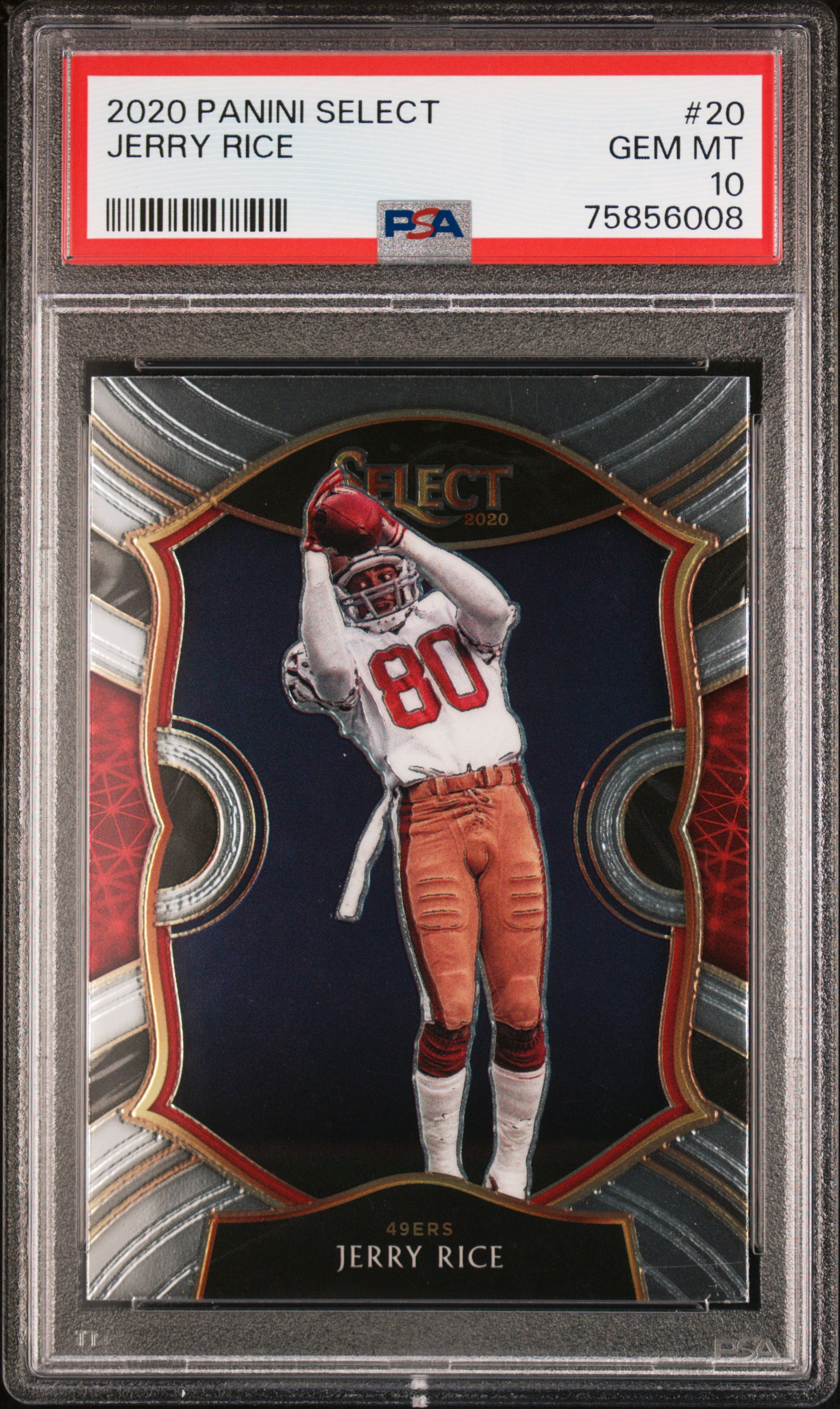Jerry Rice 2020 Panini Select Football Card #20 Graded PSA 10