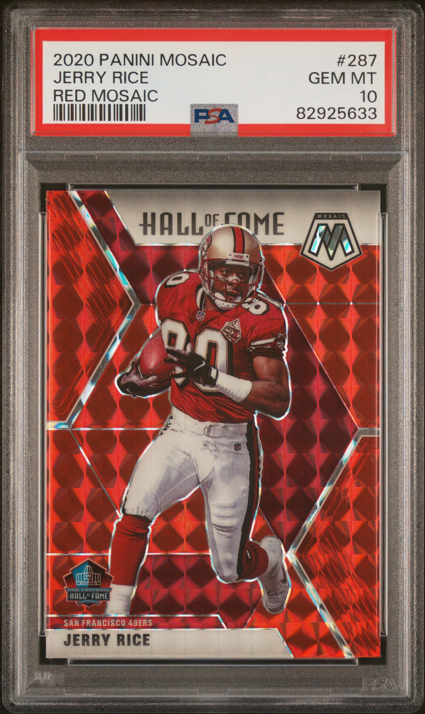 Jerry Rice 2020 Panini Red Mosaic Football Card #297 Graded PSA 10