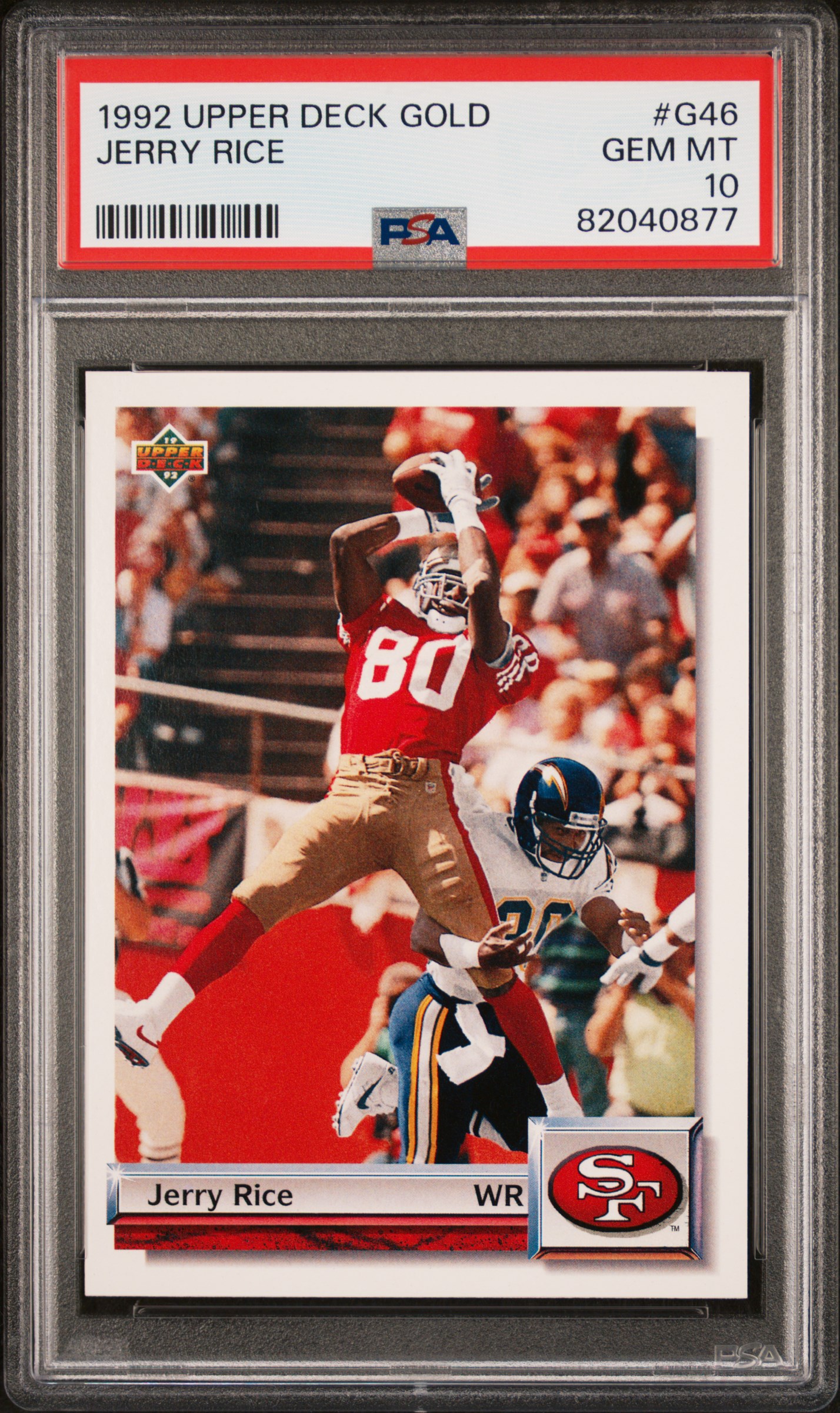 Jerry Rice 1992 Upper Deck Gold Football Card #G46 Graded PSA 10