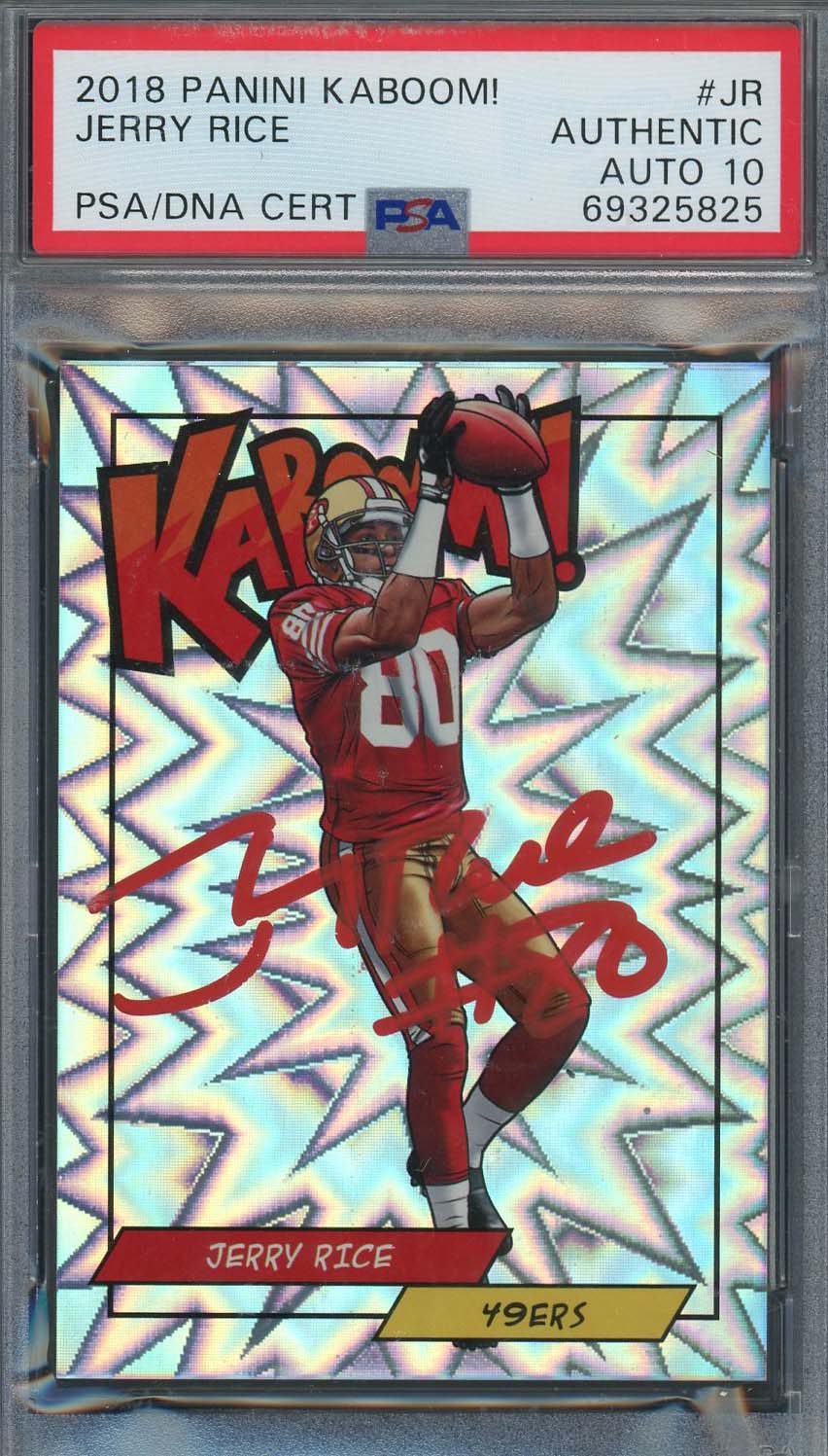 Jerry Rice 2018 Panini Kaboom Football Signed Card #JR Auto Graded PSA 10