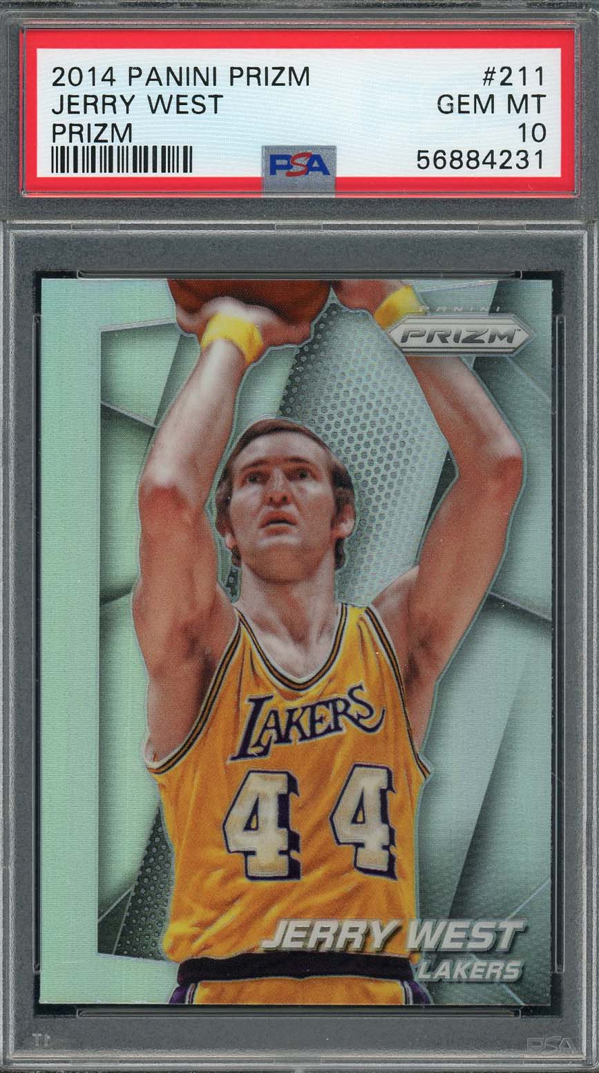 Jerry West 2019 Panini Prizm Silver Basketball Card #211 Graded PSA 10 Jerry West 2019 Panini Prizm Silver Basketball Card #211 Graded PSA 10