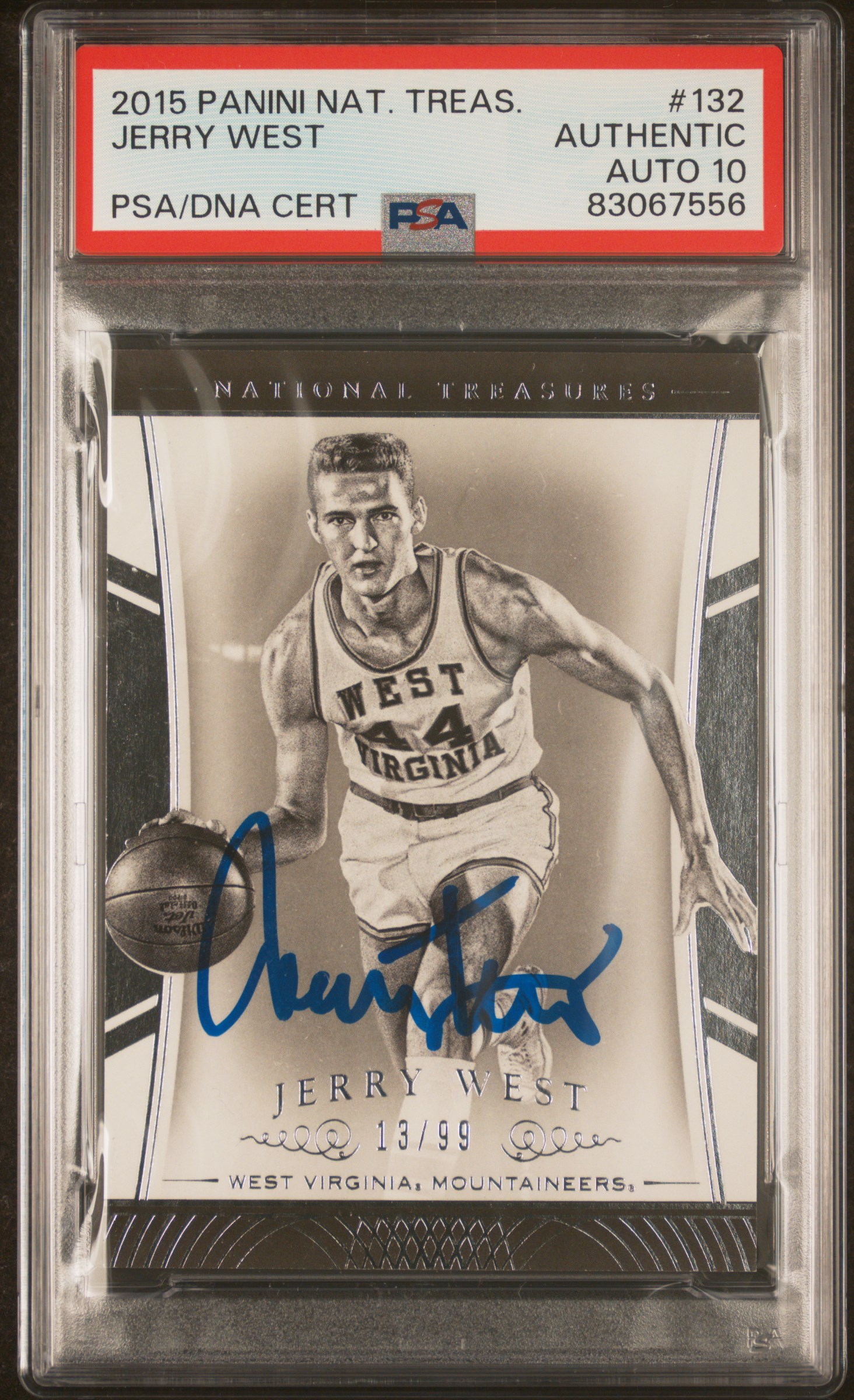 Jerry West 2015 Panini National Treasures Signed Card #132 Auto PSA 10 13/99