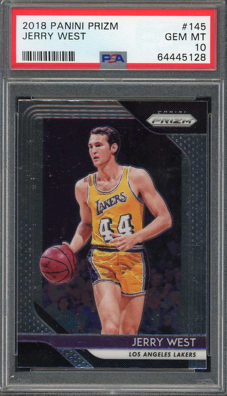 Jerry West 2018 Panini Prizm Basketball Card #145 Graded PSA 10