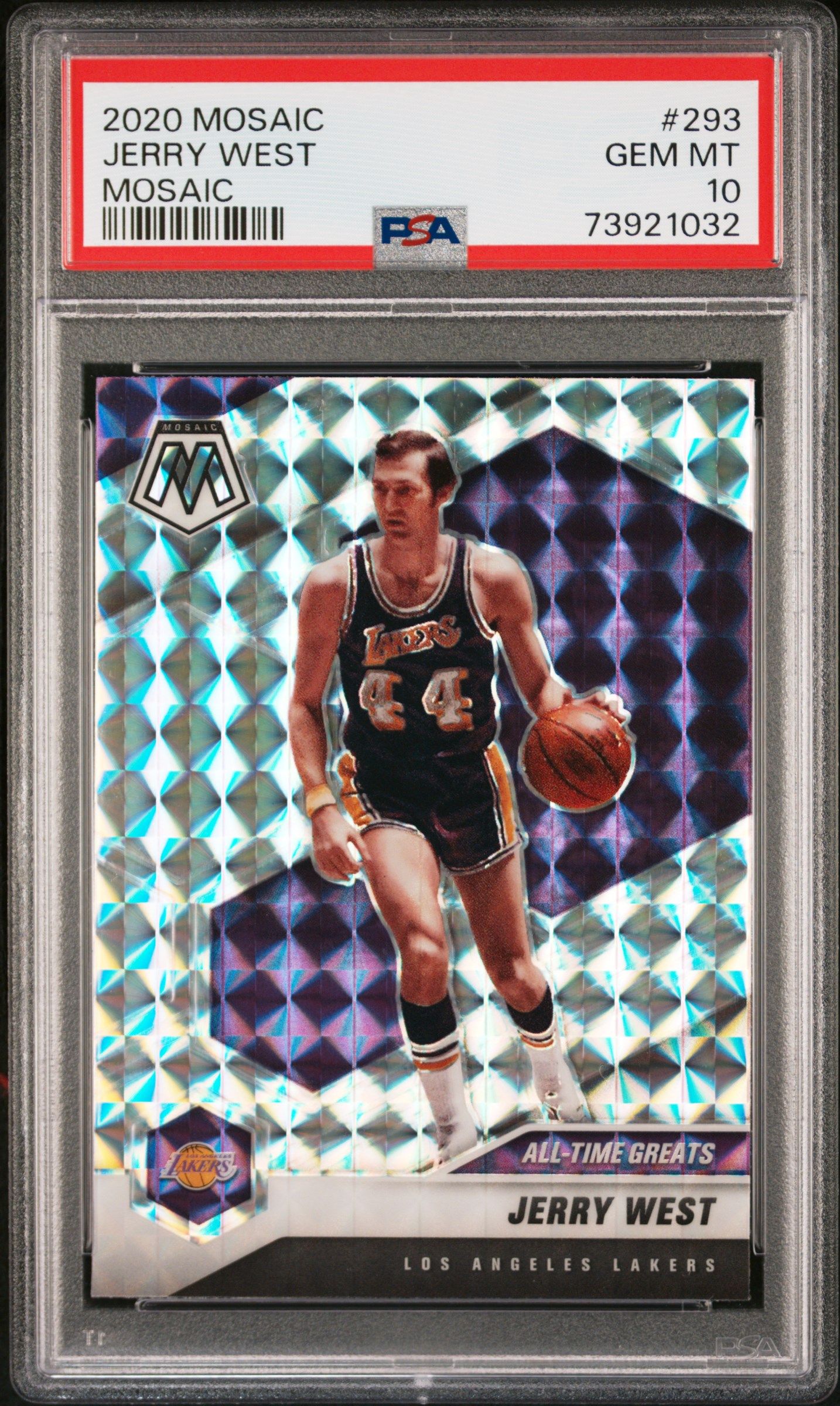 Jerry West 2020 Panini Mosaic Silver Basketball Card #293 Graded PSA 10