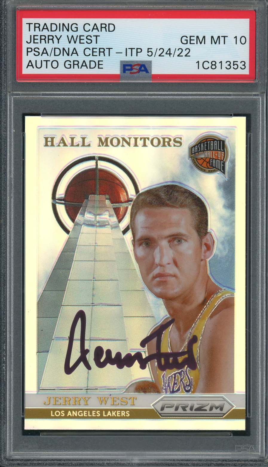 Jerry West Autographed 2013 Panini Silver Prizm Signed Card #15 PSA Auto 10