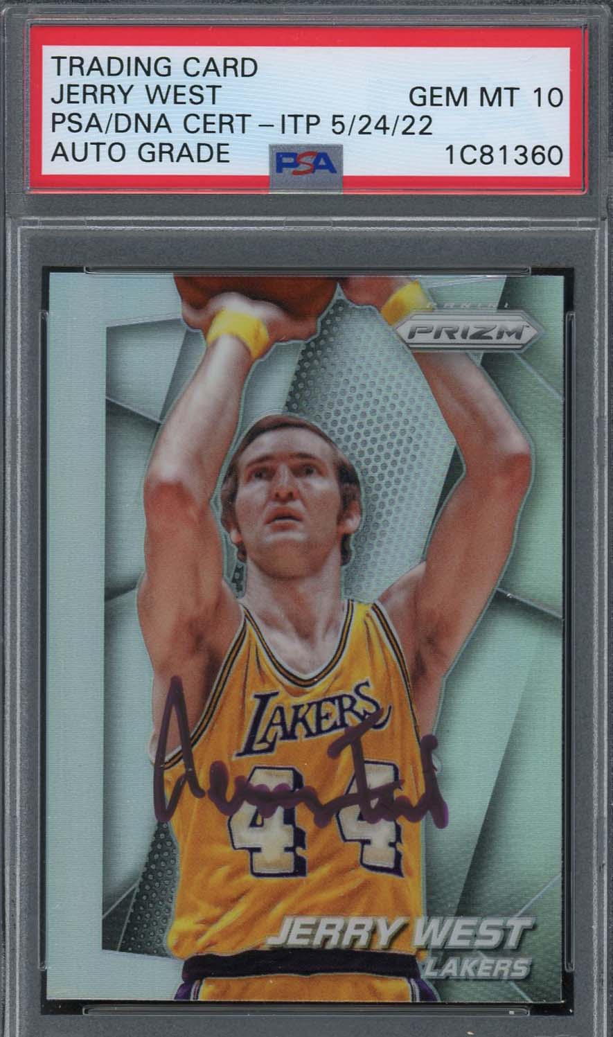Jerry West Autographed 2014 Panini Silver Prizm Signed Card #211 PSA Auto 10