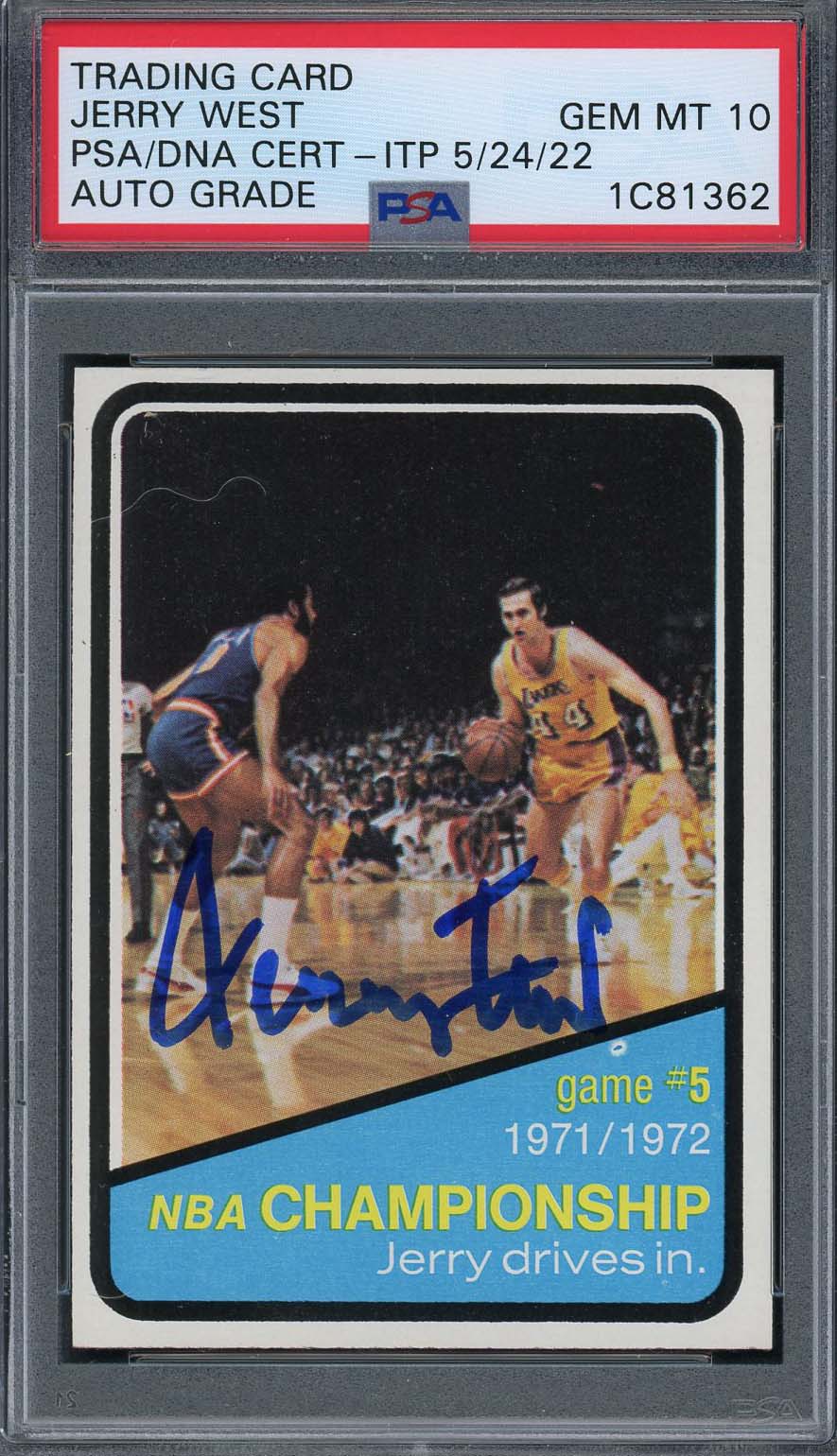 Jerry West Autographed 1972 Topps Signed Basketball Card #158 PSA Auto 10