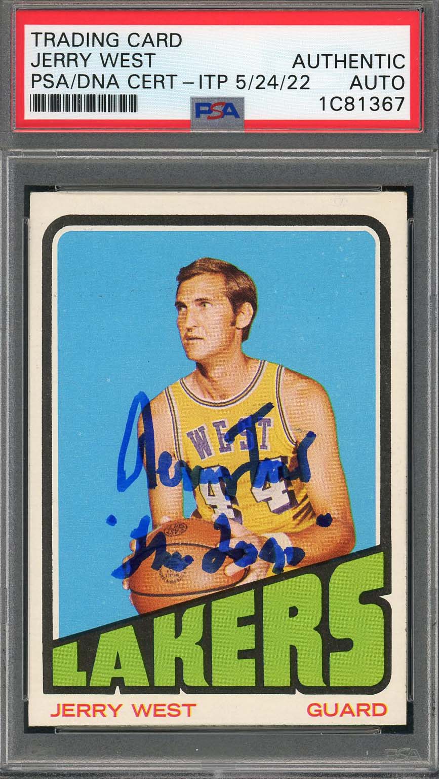 Jerry West Autographed 1972 Topps Signed Card #75 THE LOGO PSA Auto