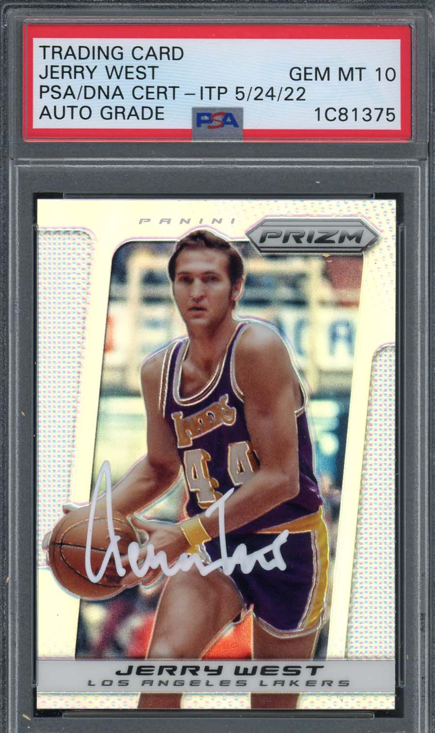Jerry West Autographed 2013 Panini Silver Prizm Signed Card #239 PSA Auto 10