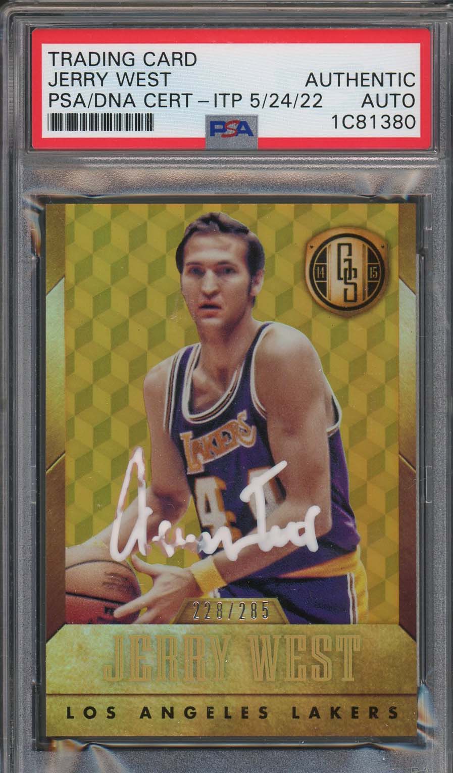 Jerry West Autographed 2014 Panini Gold Standard Signed Card #192 PSA Auto /285