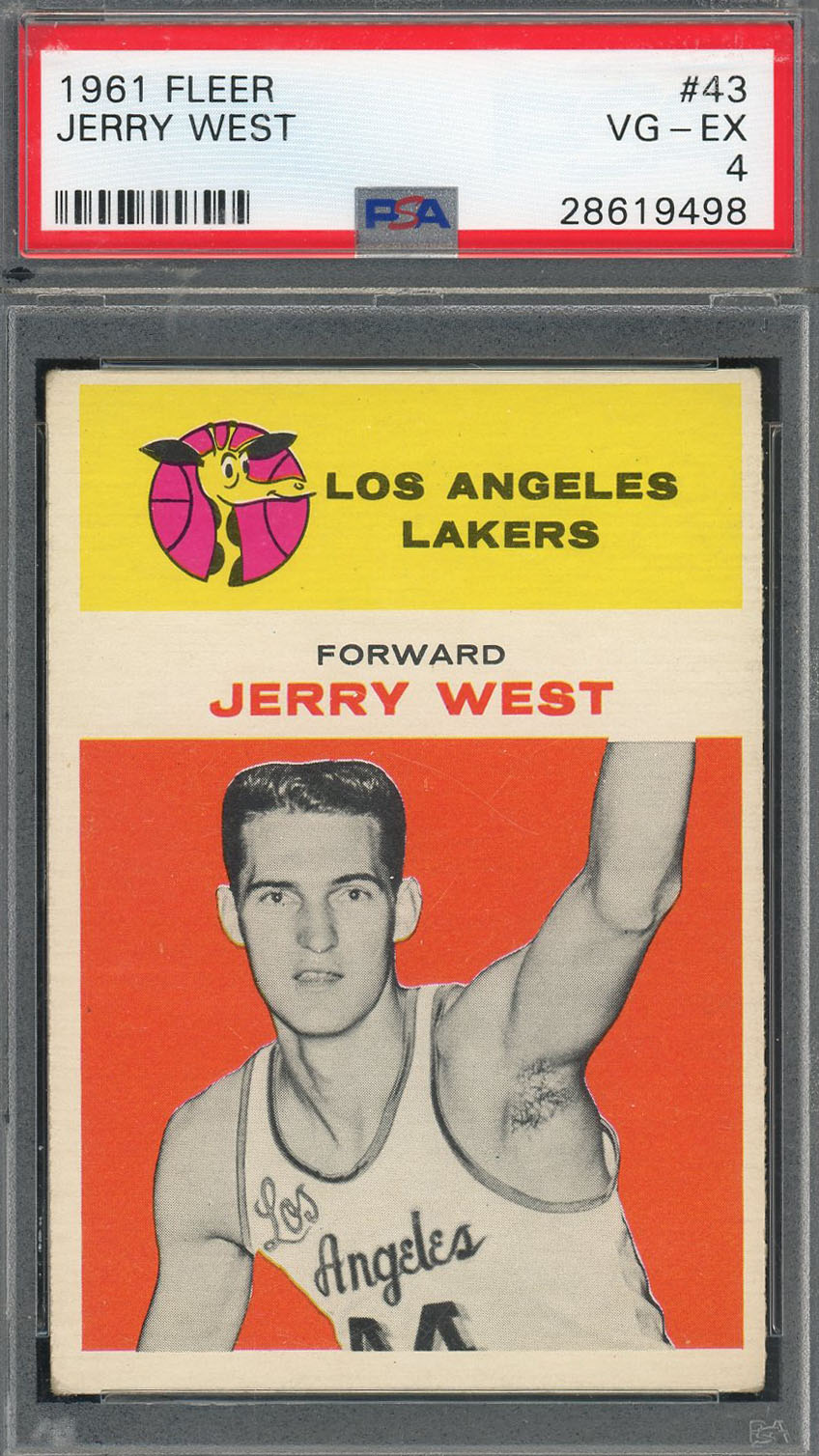 Jerry West 1961 Fleer Basketball Rookie Card RC #43 Graded PSA 4