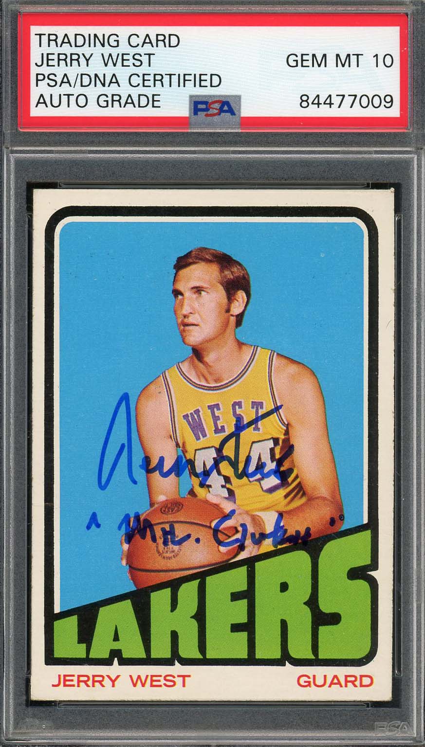 Jerry West Autographed 1972 Topps Signed Card #75 MR CLUTCH Graded PSA DNA 10