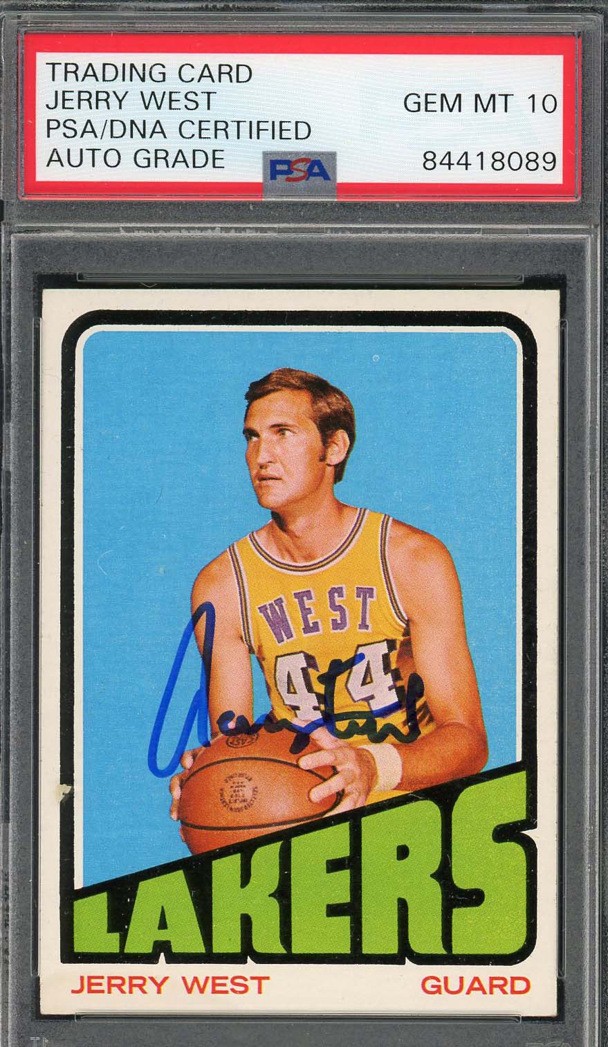 Jerry West Autographed 1972 Topps Basketball Signed Card #75 Graded PSA DNA 10