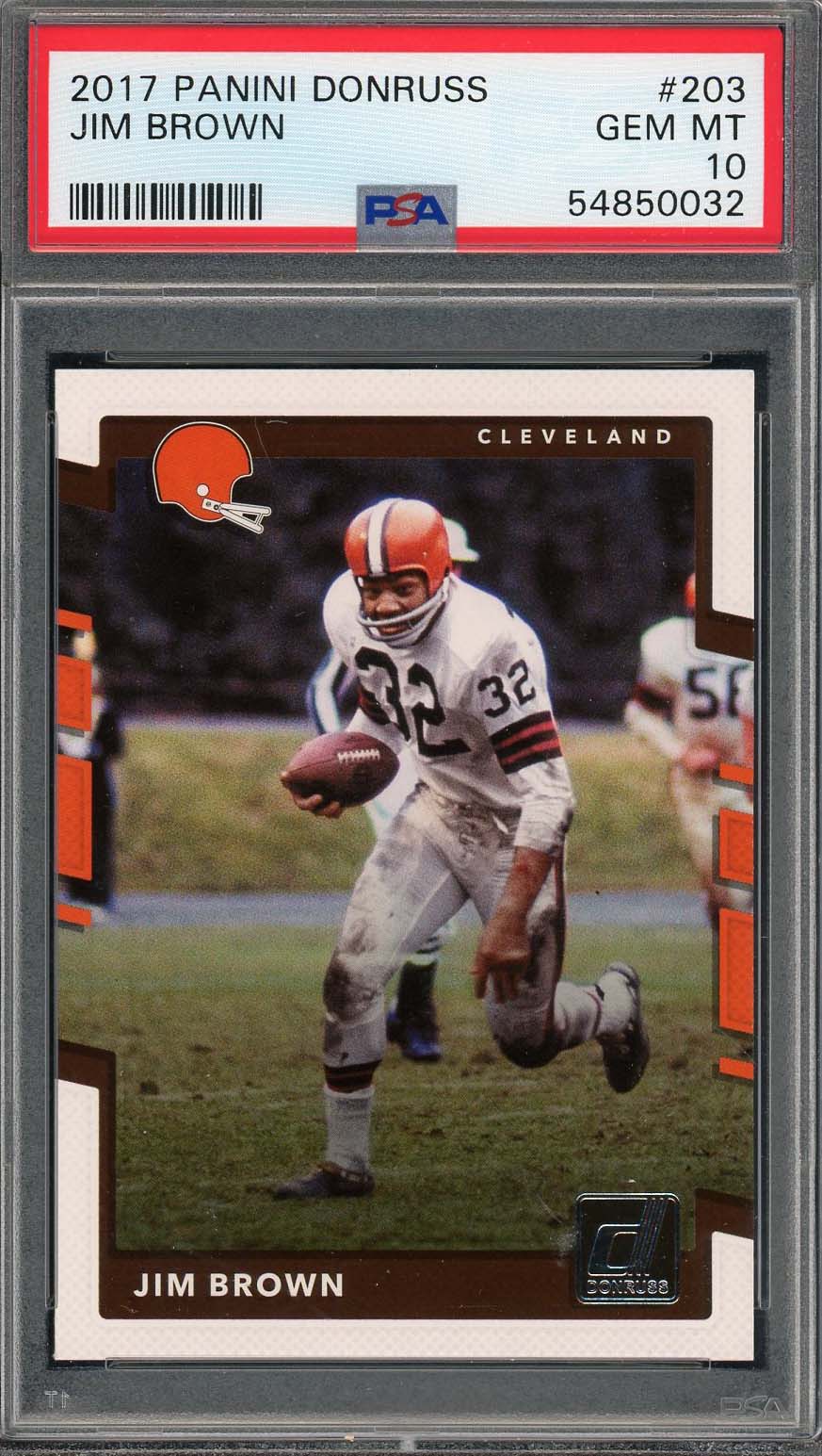 Jim Brown 2017 Panini Donruss Football Card #203 Graded PSA 10