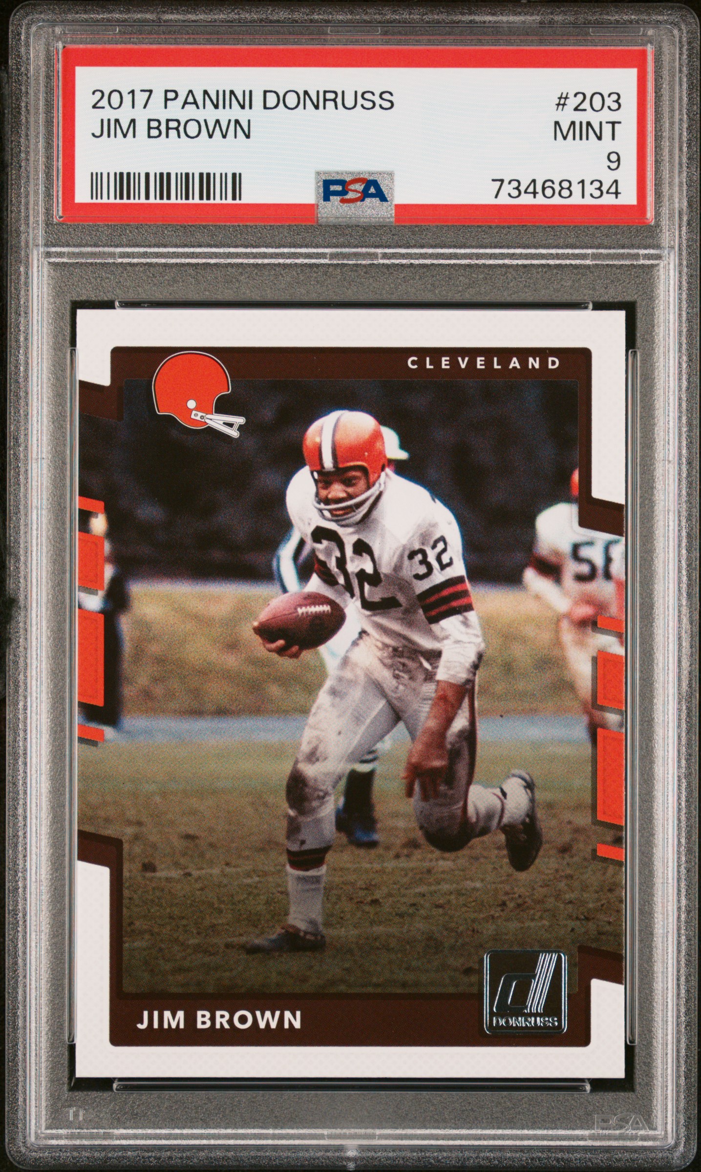 Jim Brown 2017 Panini Donruss Football Card #203 Graded PSA 9