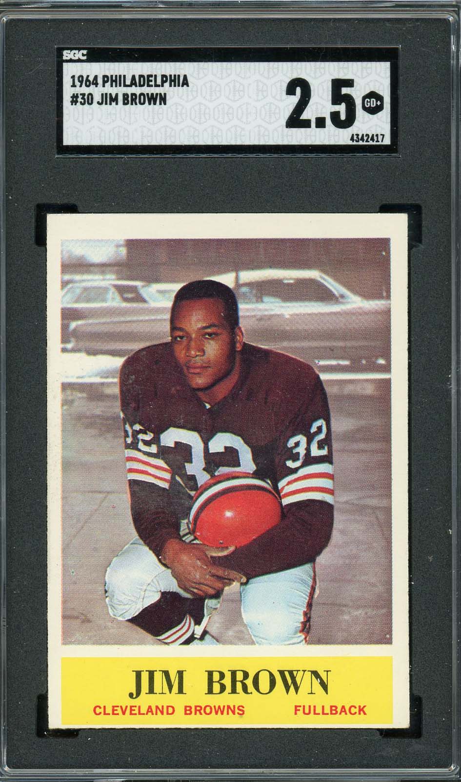 Jim Brown 1964 Philadelphia Football Card #30 Graded SGC 2.5