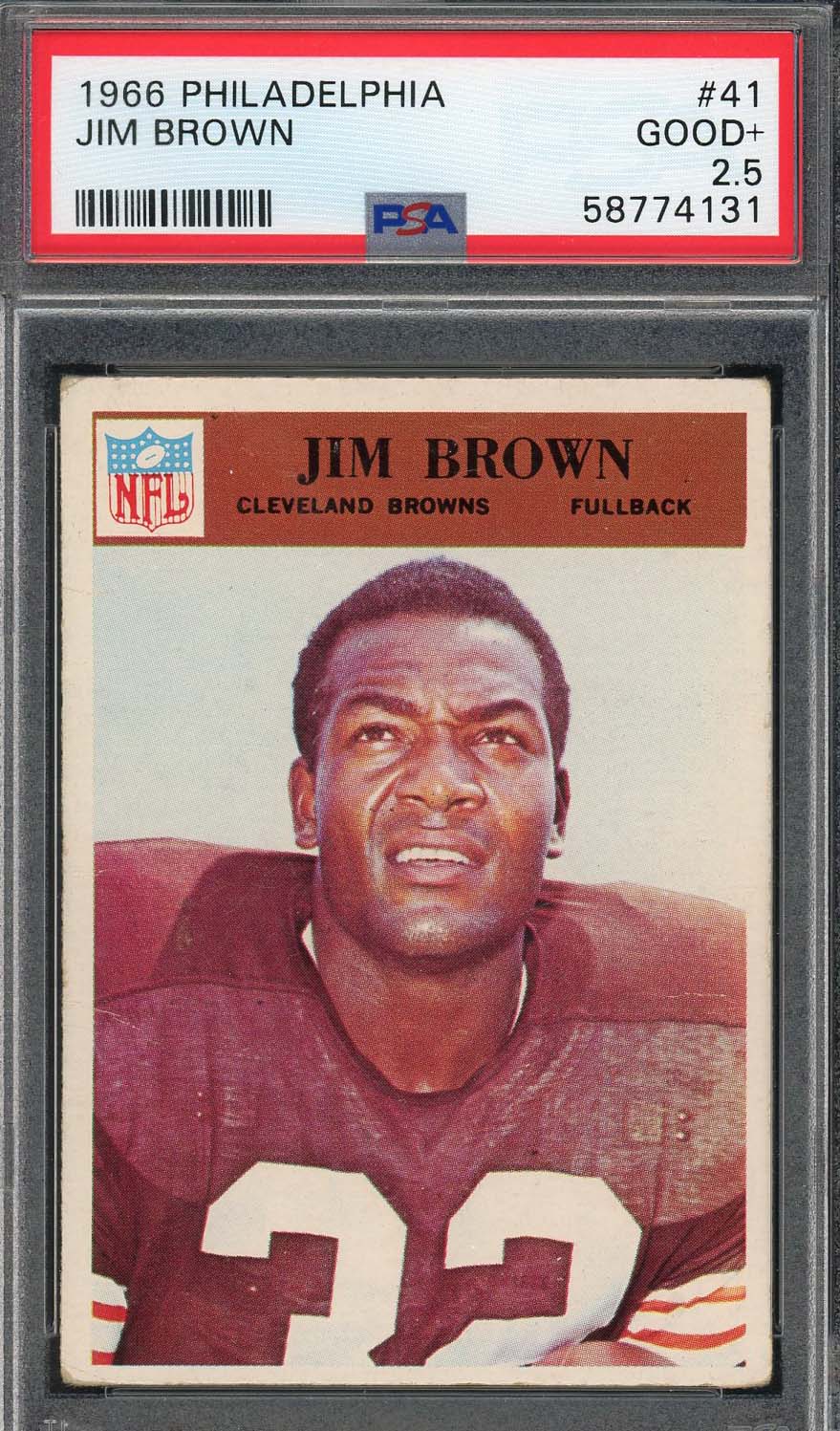 Jim Brown 1966 Philadelphia Football Card #41 Graded PSA 2.5