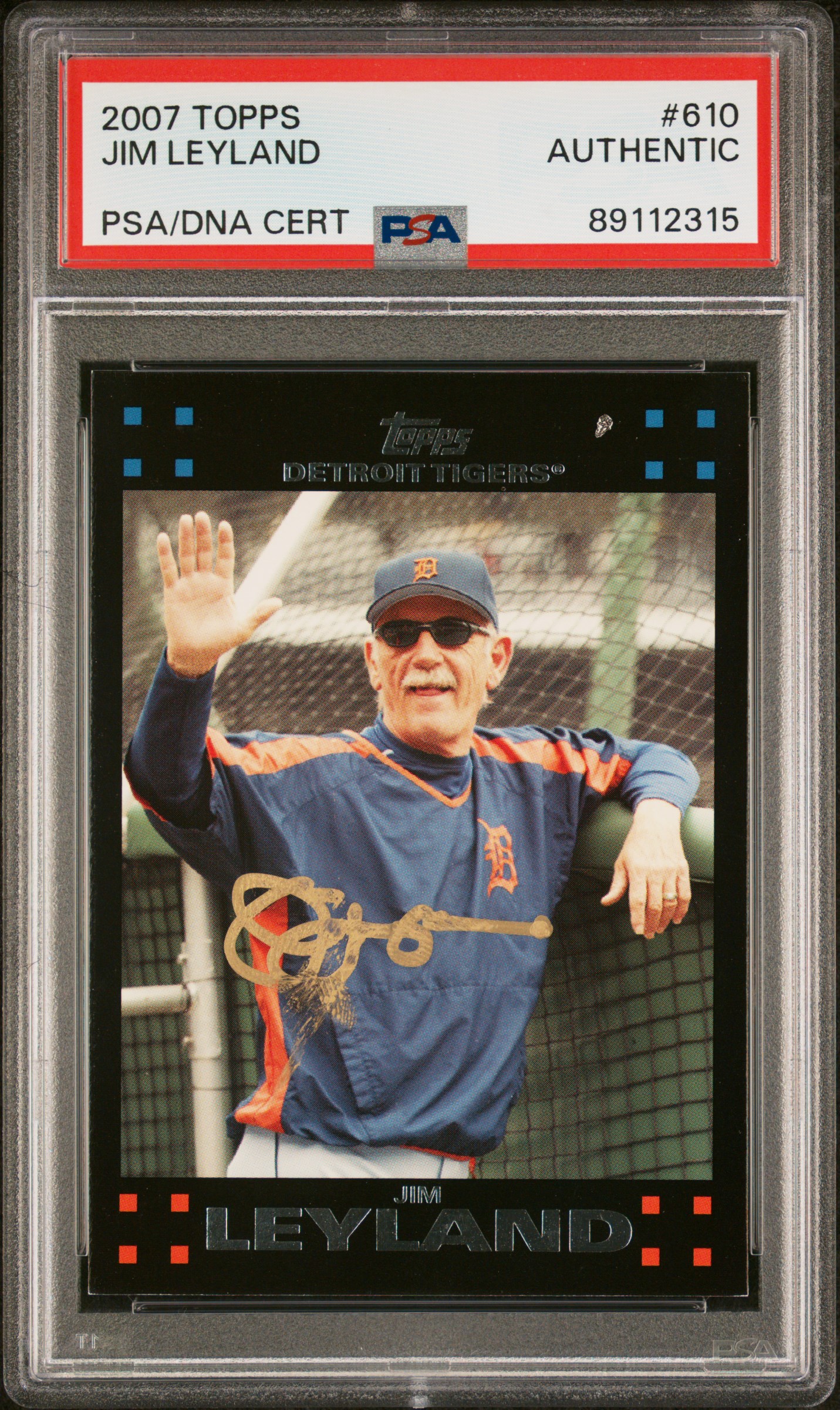 Jim Leyland 2007 Topps Signed Baseball Card #610 Auto PSA 89112315