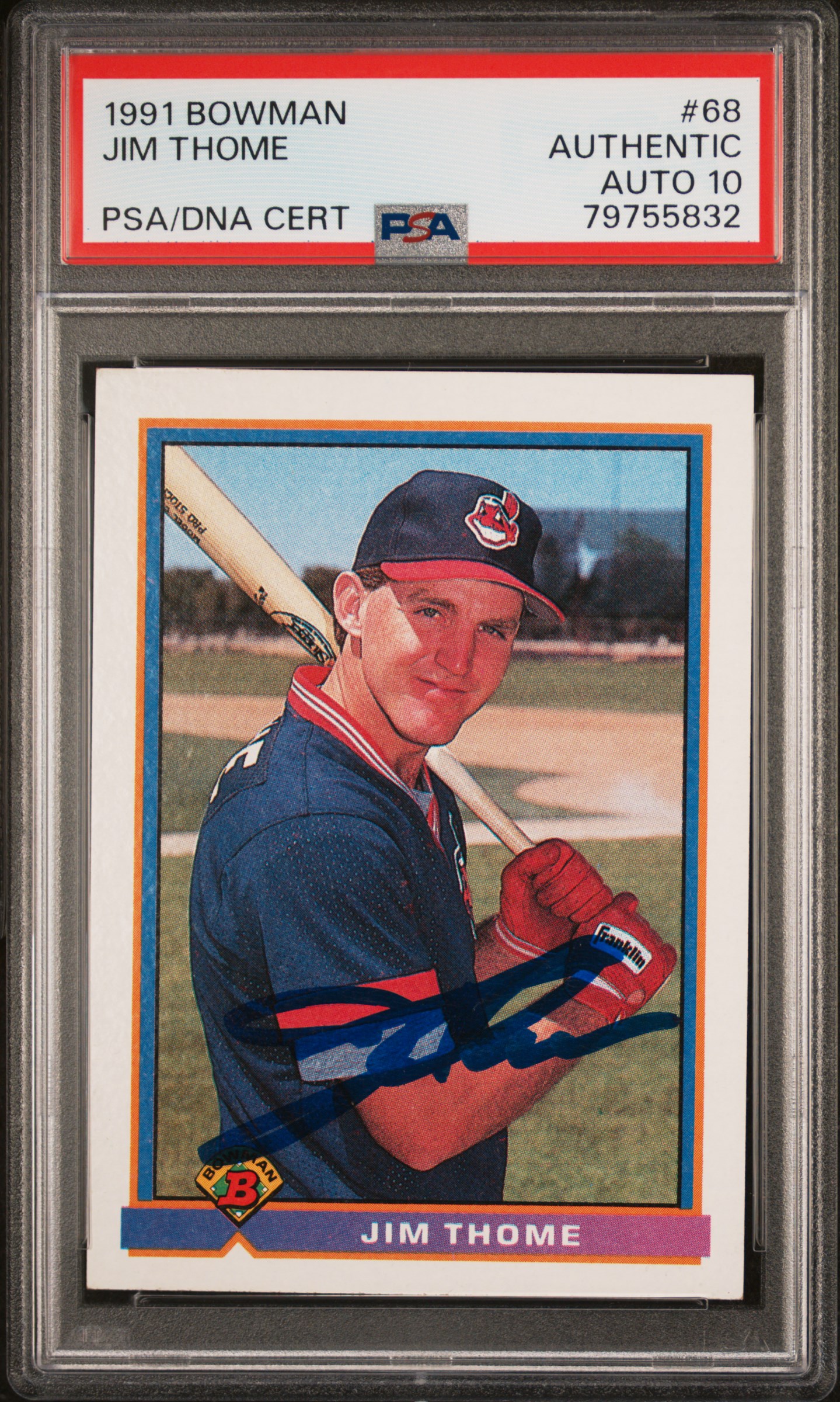 Jim Thome 1991 Bowman Signed Rookie Card #68 Auto Graded PSA 10 79755832
