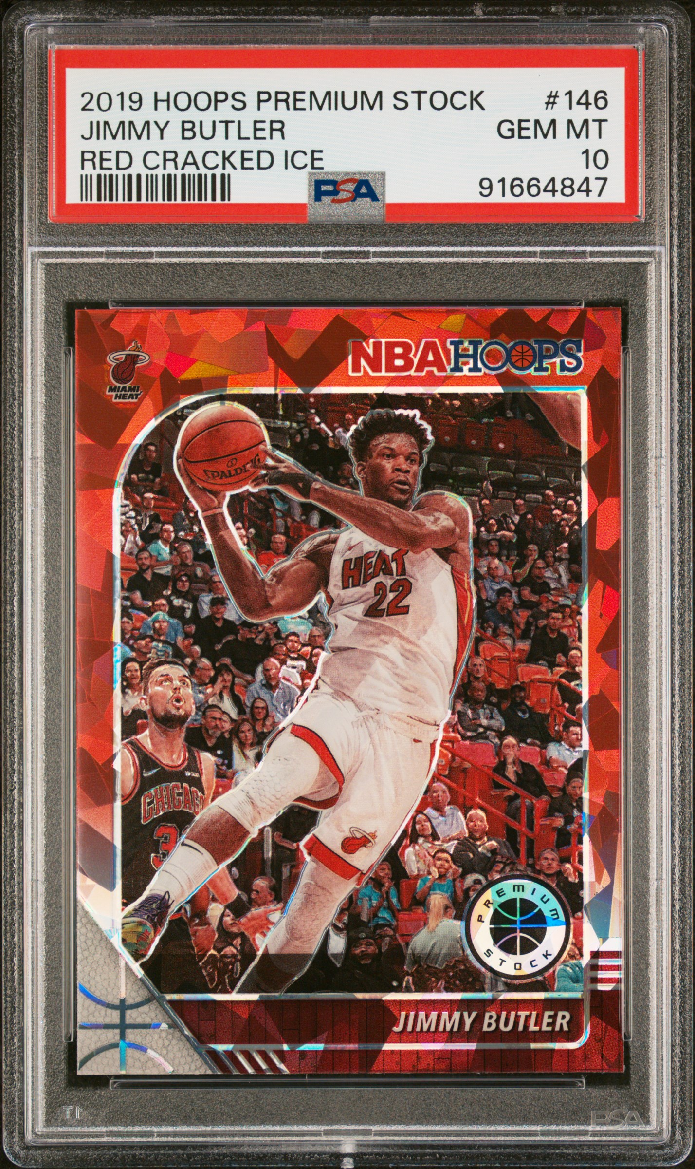 Jimmy Butler 2019 Panini Hoops Premium Stock Red Cracked Ice Card #146 PSA 10