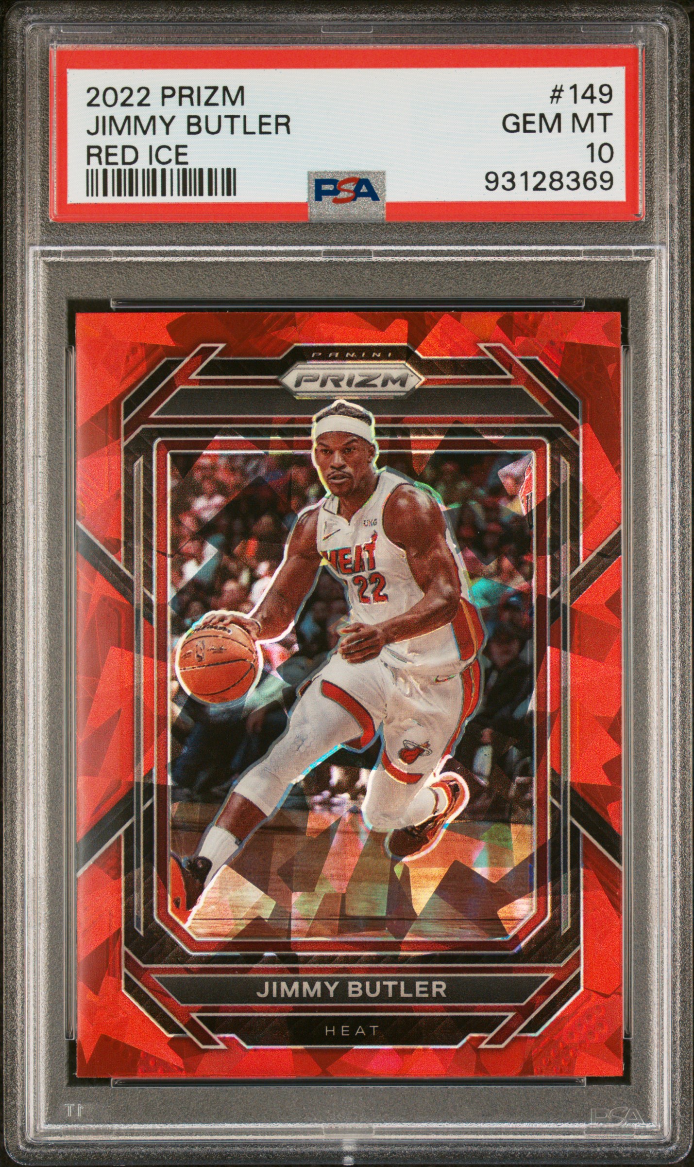 Jimmy Butler 2022 Panini Prizm Red Ice Basketball Card #149 Graded PSA 10 Jimmy Butler 2022 Panini Prizm Red Ice Basketball Card #149 Graded PSA 10