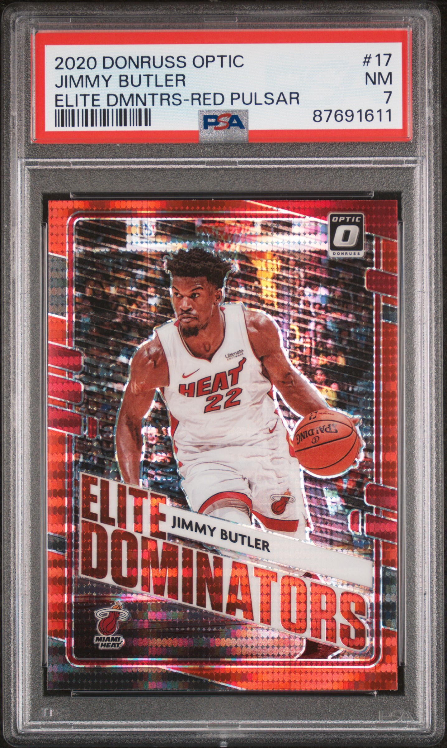 Jimmy Butler 2020 Panini Donruss Optic Elite Red Pulsar Card #17 Graded PSA 7