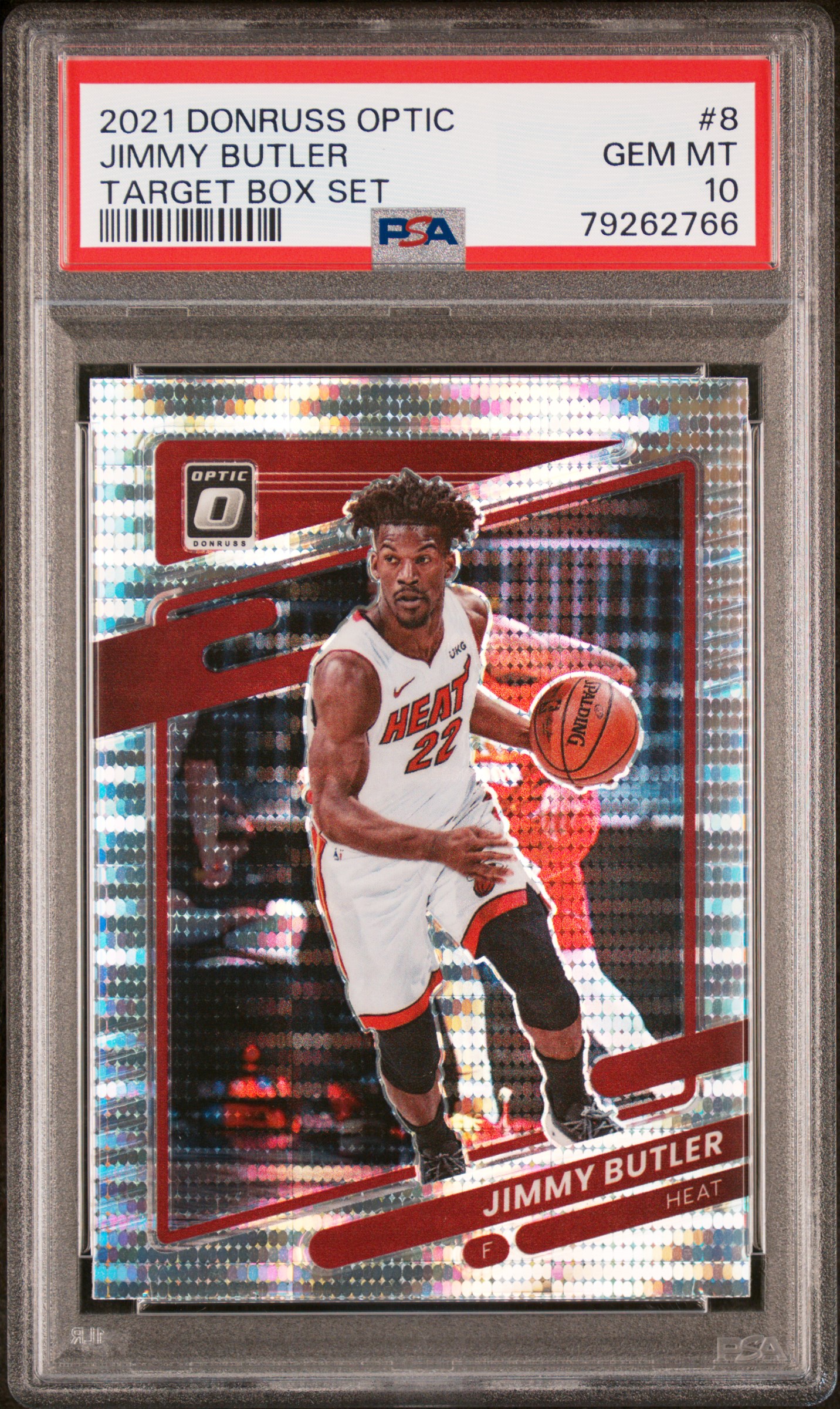 Jimmy Butler 2021 Panini Donruss Optic Target Box Set Card #8 Graded PSA 10