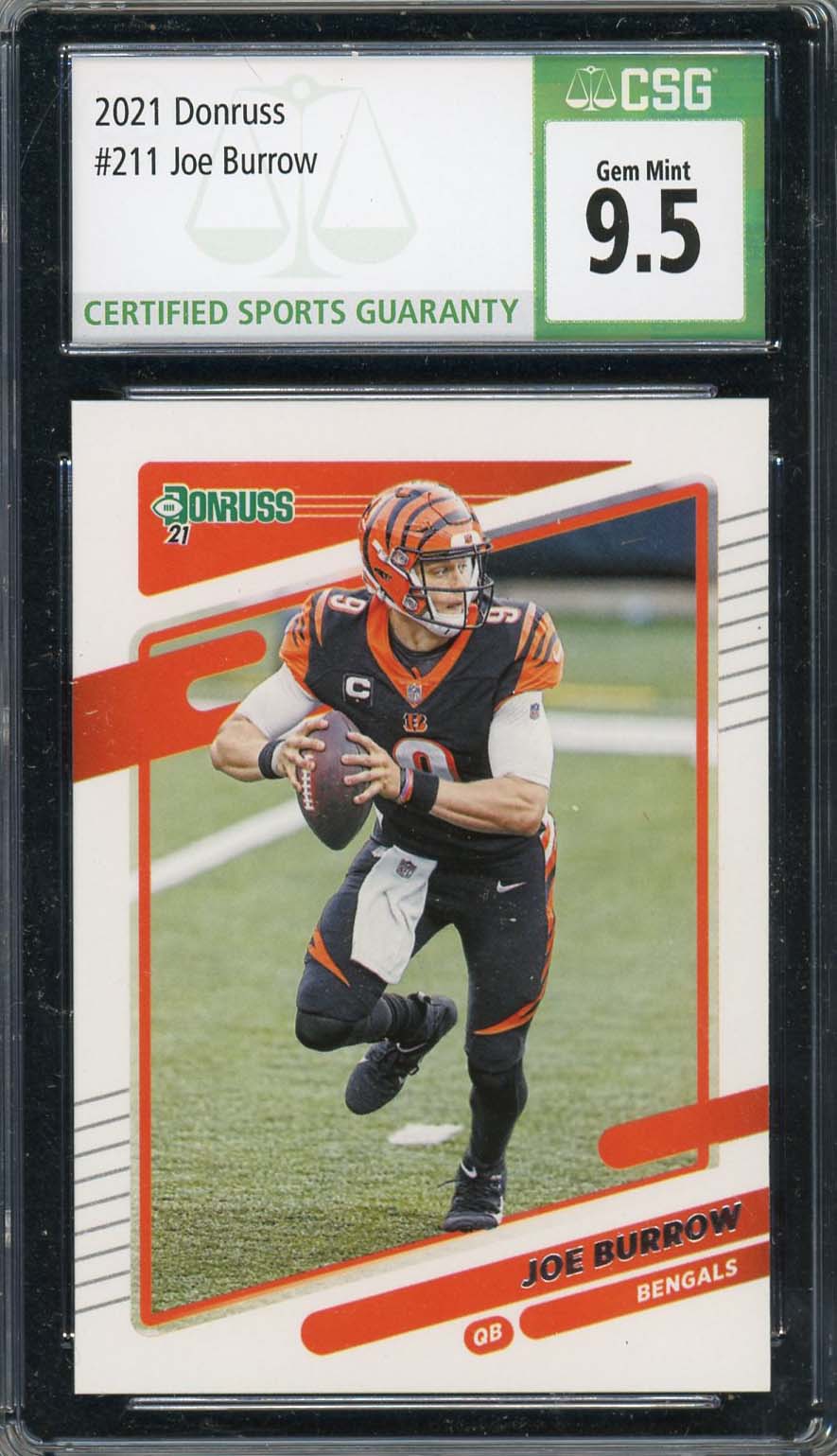 Joe Burrow 2021 Donruss Football Card #211 Graded CSG 9.5