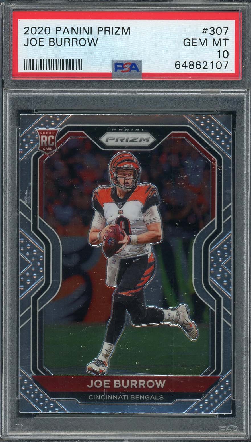 Joe Burrow 2020 Panini Prizm Football Rookie Card RC #307 Graded PSA 10