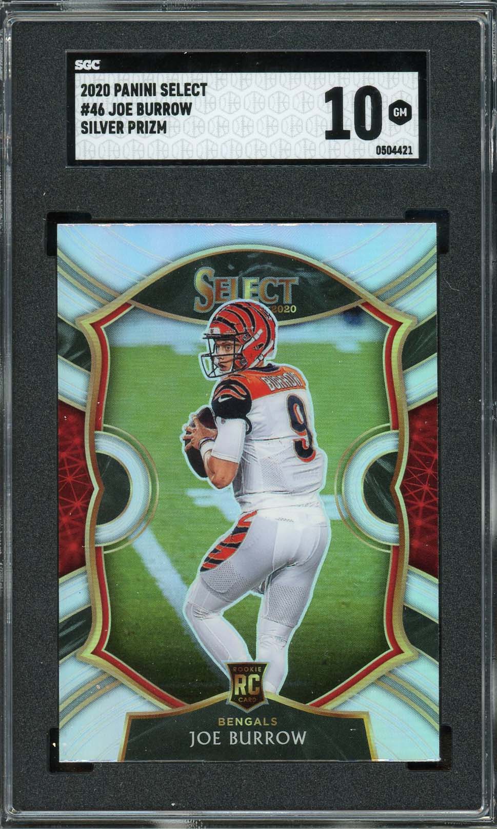 Joe Burrow 2020 Panini Select Silver Prizm Football Rookie Card RC #46 Graded SGC 10