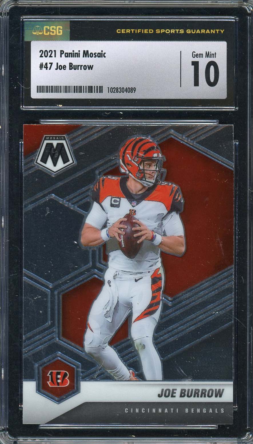 Joe Burrow 2021 Panini Mosaic Football Card #47 Graded CSG 10