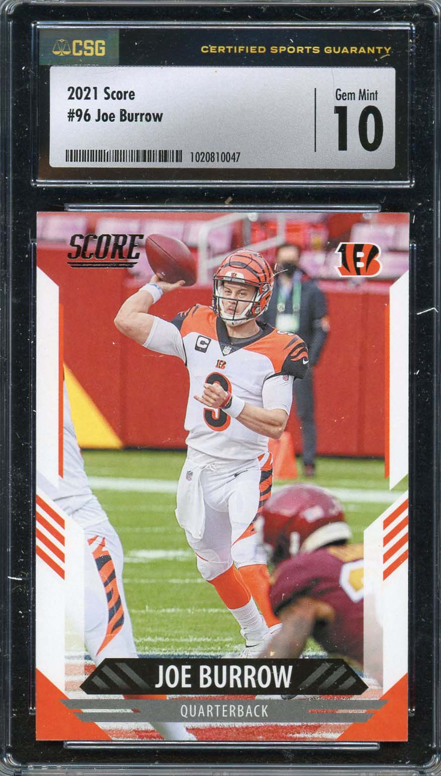 Joe Burrow 2021 Score Football Rookie Card RC #96 Graded CSG 10 Joe Burrow 2021 Score Football Rookie Card RC #96 Graded CSG 10