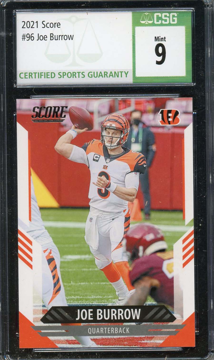 Joe Burrow 2021 Score Football Card #96 Graded CSG 9