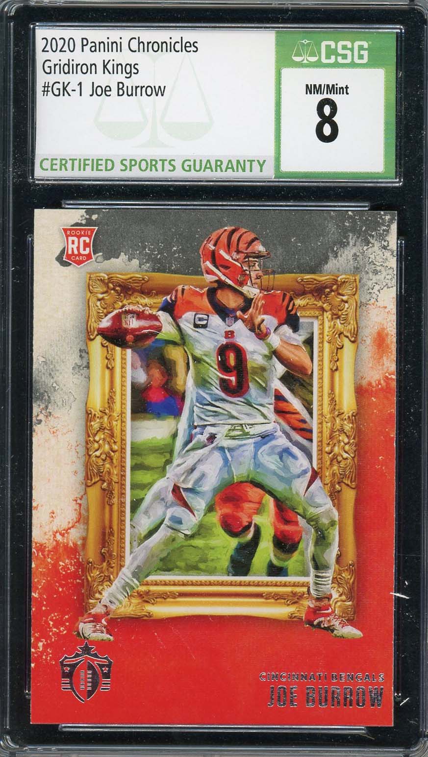 Joe Burrow 2020 Panini Chronicles Gridiron Kings Rookie Card #GK-1 Graded CSG 8