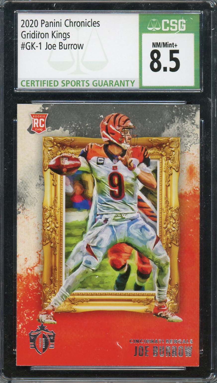 Joe Burrow 2020 Panini Chronicles Gridiron Kings Rookie Card #GK1 Graded CSG 8.5