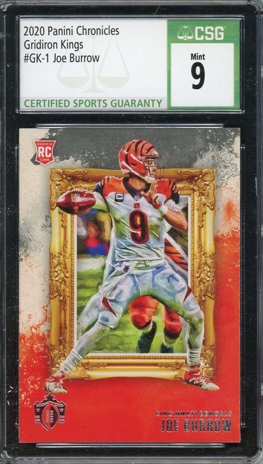 Joe Burrow 2020 Panini Chronicles Gridiron Kings Rookie Card #GK-1 Graded CSG 9