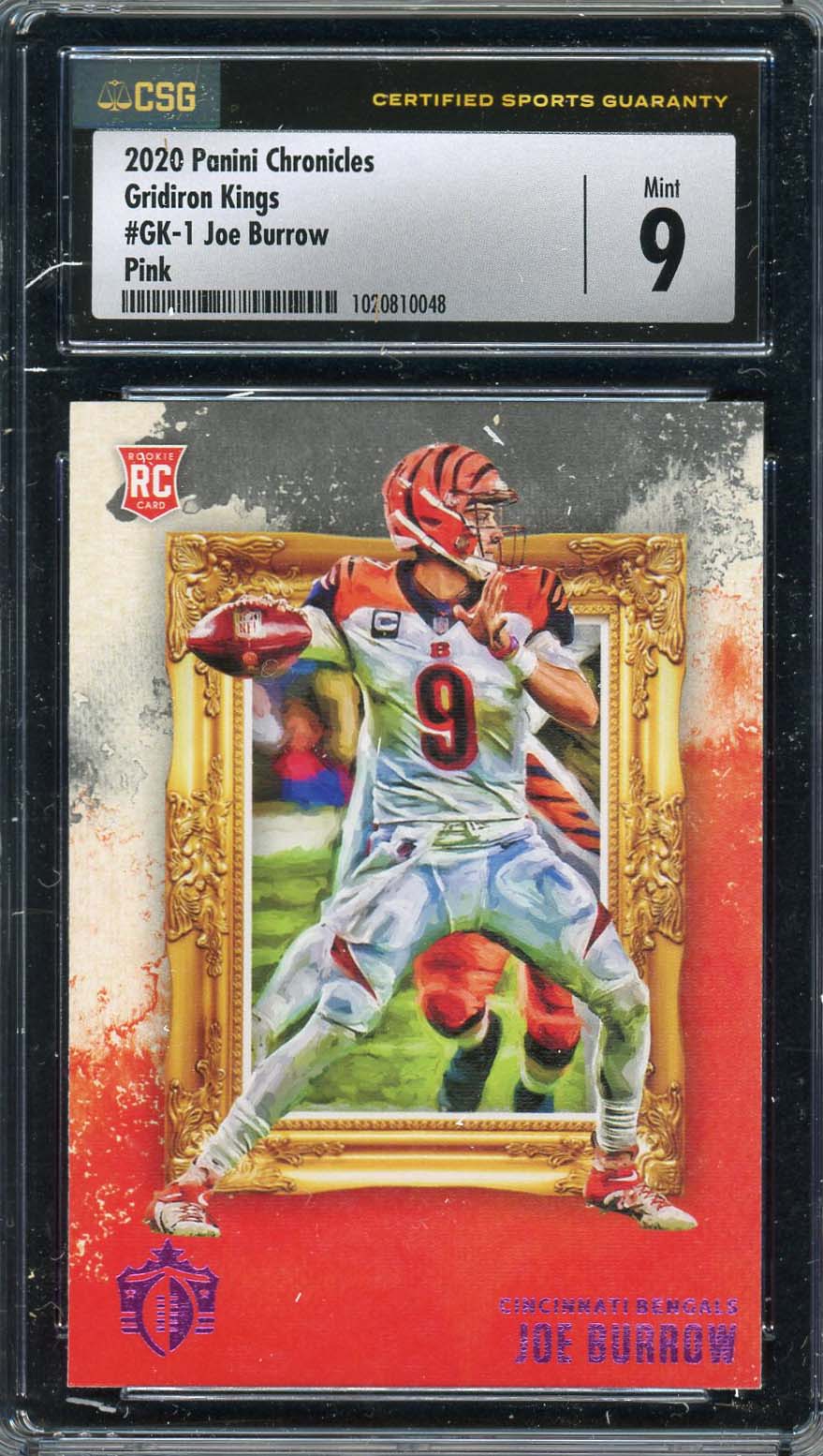 Joe Burrow 2020 Panini Chronicles Gridiron Kings Pink Rookie Card #GK1 CSG 9 Joe Burrow 2020 Panini Chronicles Gridiron Kings Pink Rookie Card #GK1 CSG 9