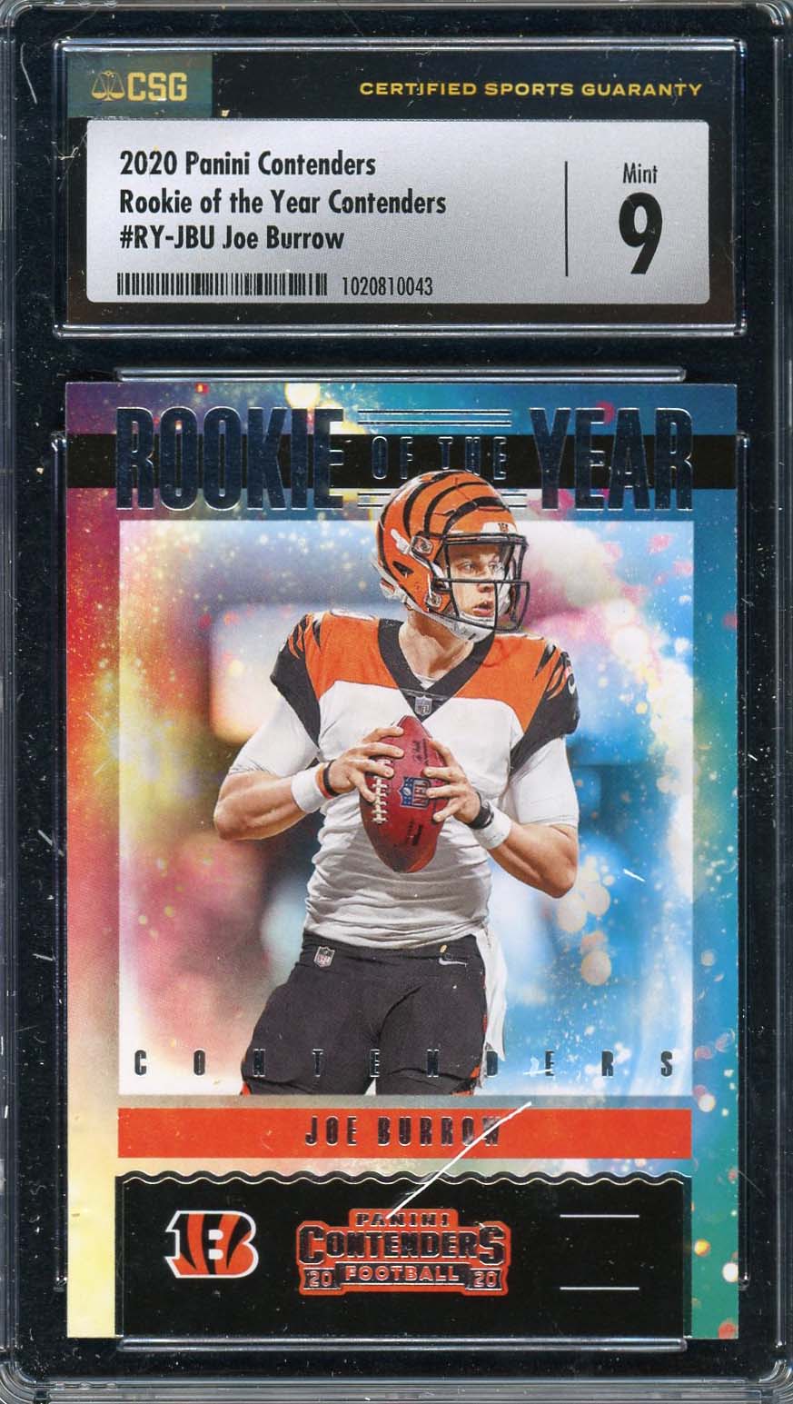 Joe Burrow 2020 Panini Contenders Rookie of the Year Card RC #RY-JBU CSG 9
