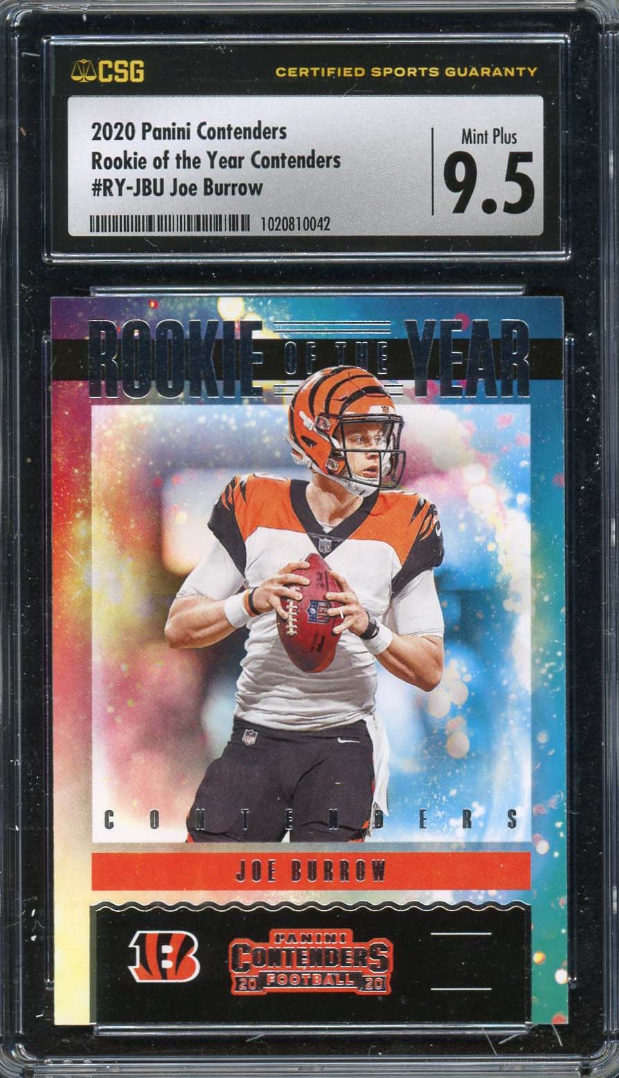 Joe Burrow 2020 Panini Contenders Rookie of the Year Card RC #RY-JBU New CSG 9.5