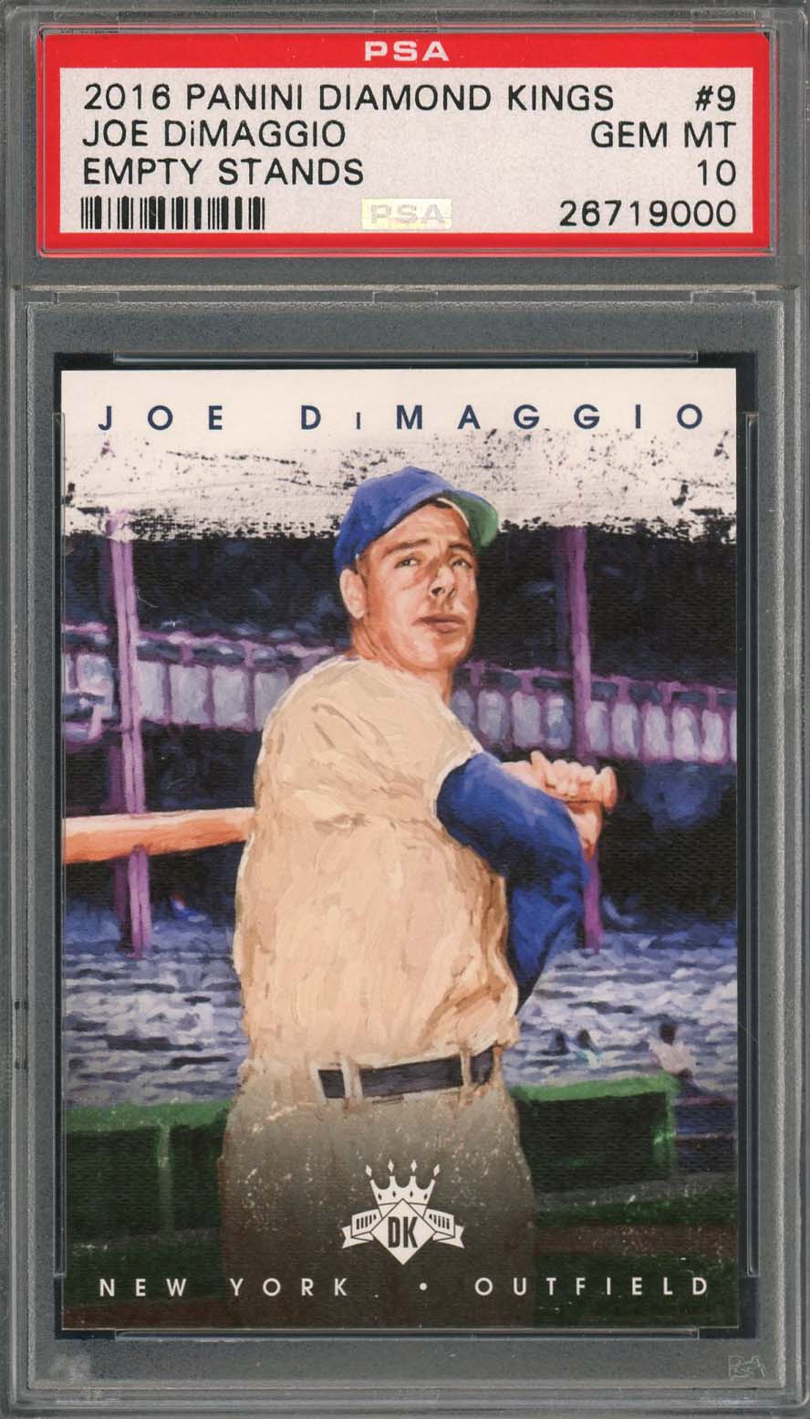 Joe DiMaggio 2016 Panini Diamond Kings Empty Baseball Card #9 PSA 10