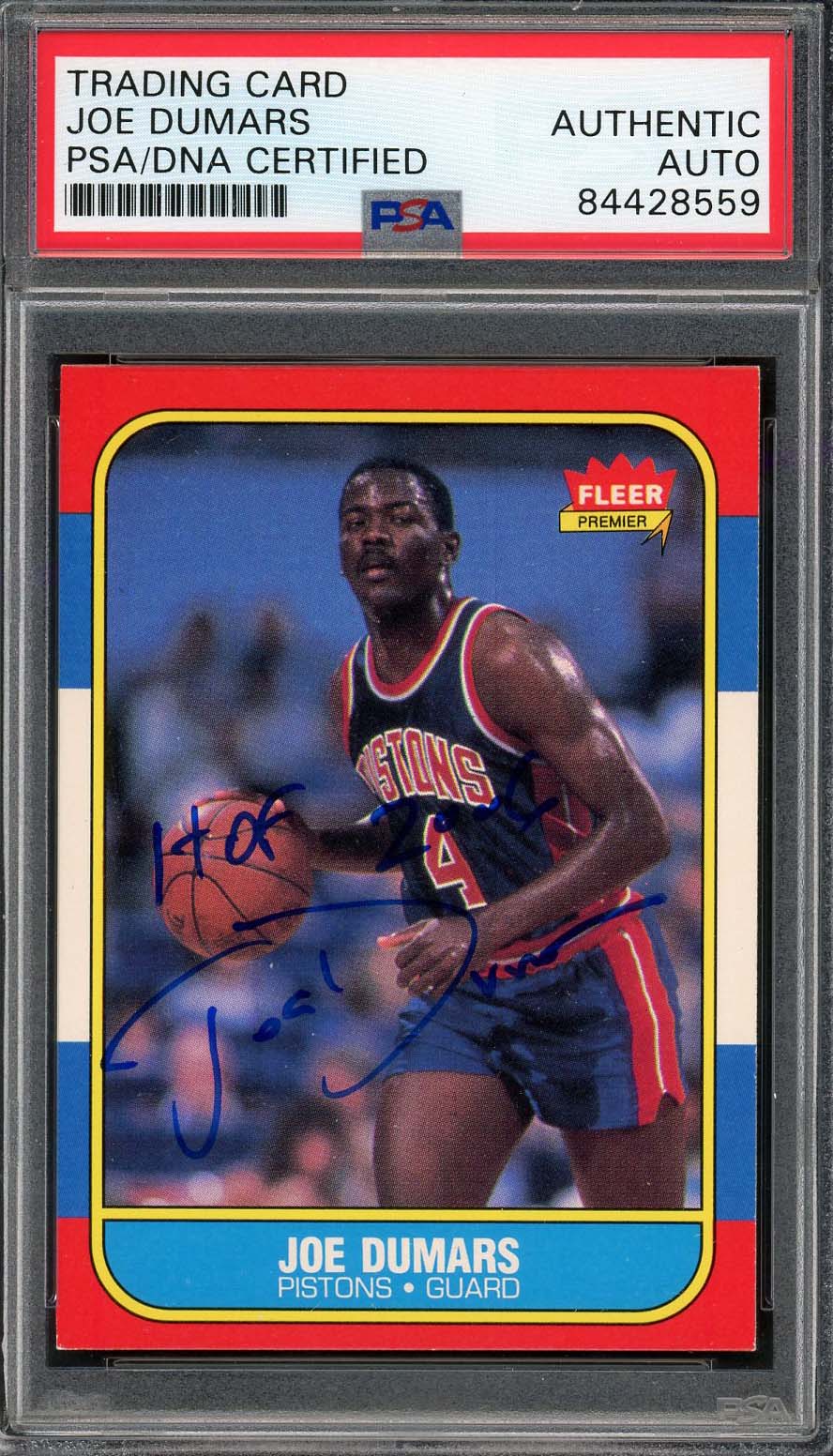 Joe Dumars Autographed 1986 Fleer HOF 2006 Signed Rookie Card #27 PSA DNA A Joe Dumars Autographed 1986 Fleer HOF 2006 Signed Rookie Card #27 PSA DNA A