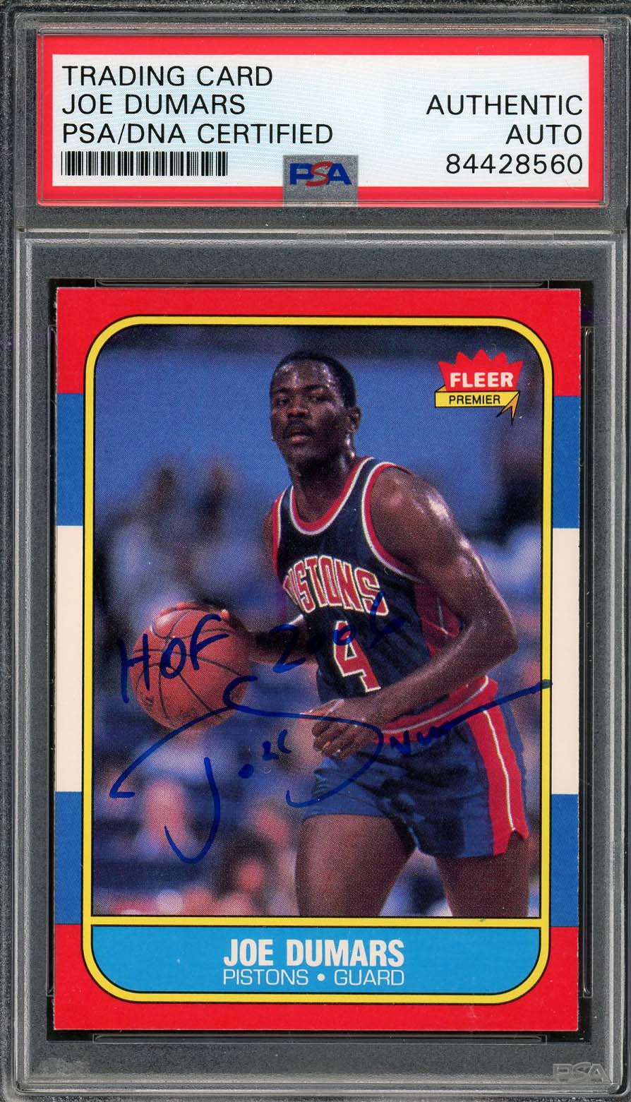 Joe Dumars Autographed 1986 Fleer HOF 2006 Signed Rookie Card #27 PSA DNA B Joe Dumars Autographed 1986 Fleer HOF 2006 Signed Rookie Card #27 PSA DNA B