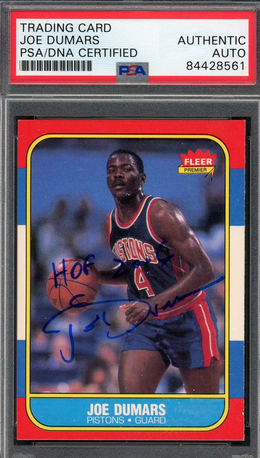 Joe Dumars Autographed 1986 Fleer HOF 2006 Signed Rookie Card #27 PSA DNA C Joe Dumars Autographed 1986 Fleer HOF 2006 Signed Rookie Card #27 PSA DNA C