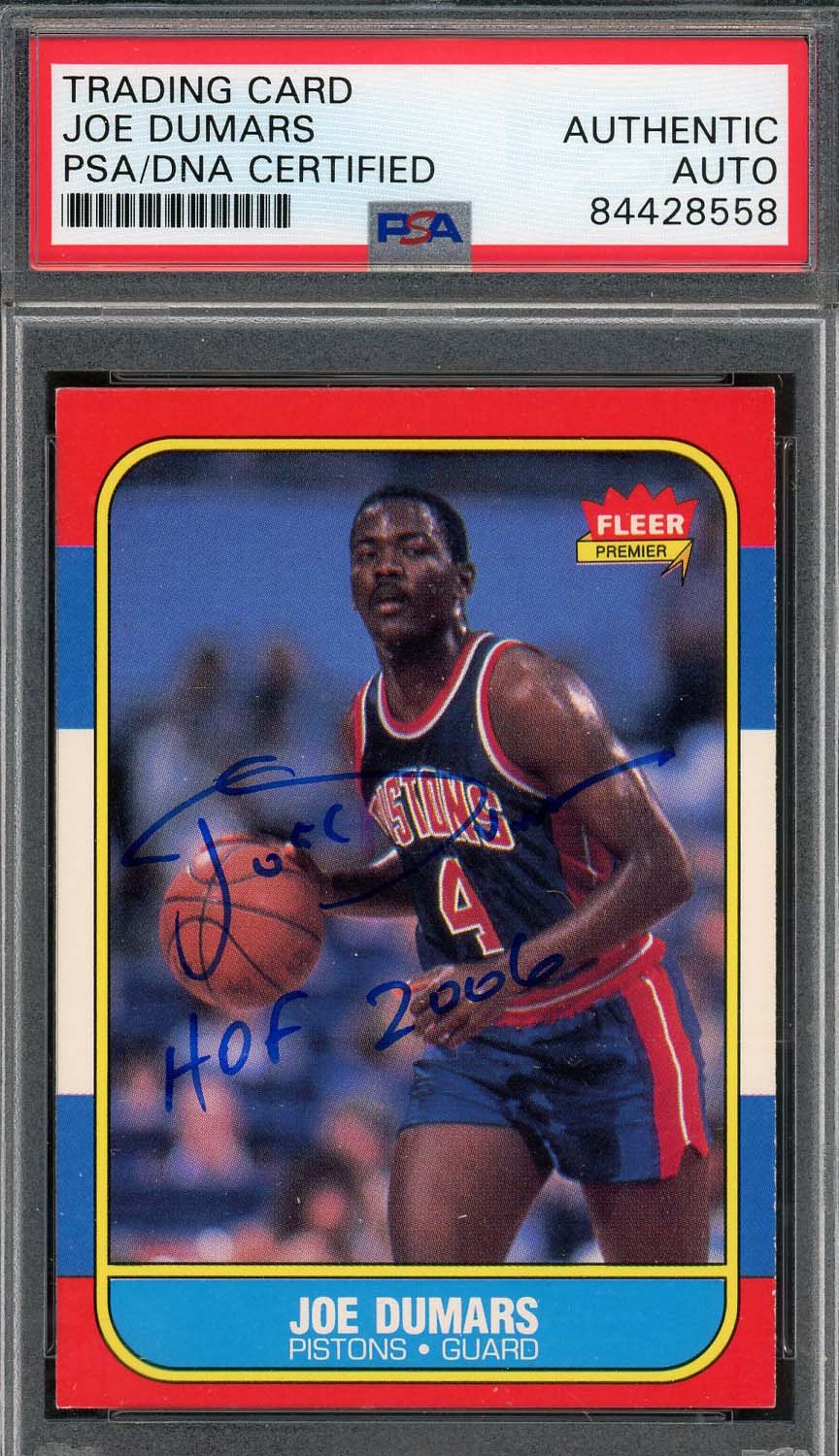 Joe Dumars Autographed 1986 Fleer HOF 2006 Signed Rookie Card #27 PSA DNA D Joe Dumars Autographed 1986 Fleer HOF 2006 Signed Rookie Card #27 PSA DNA D