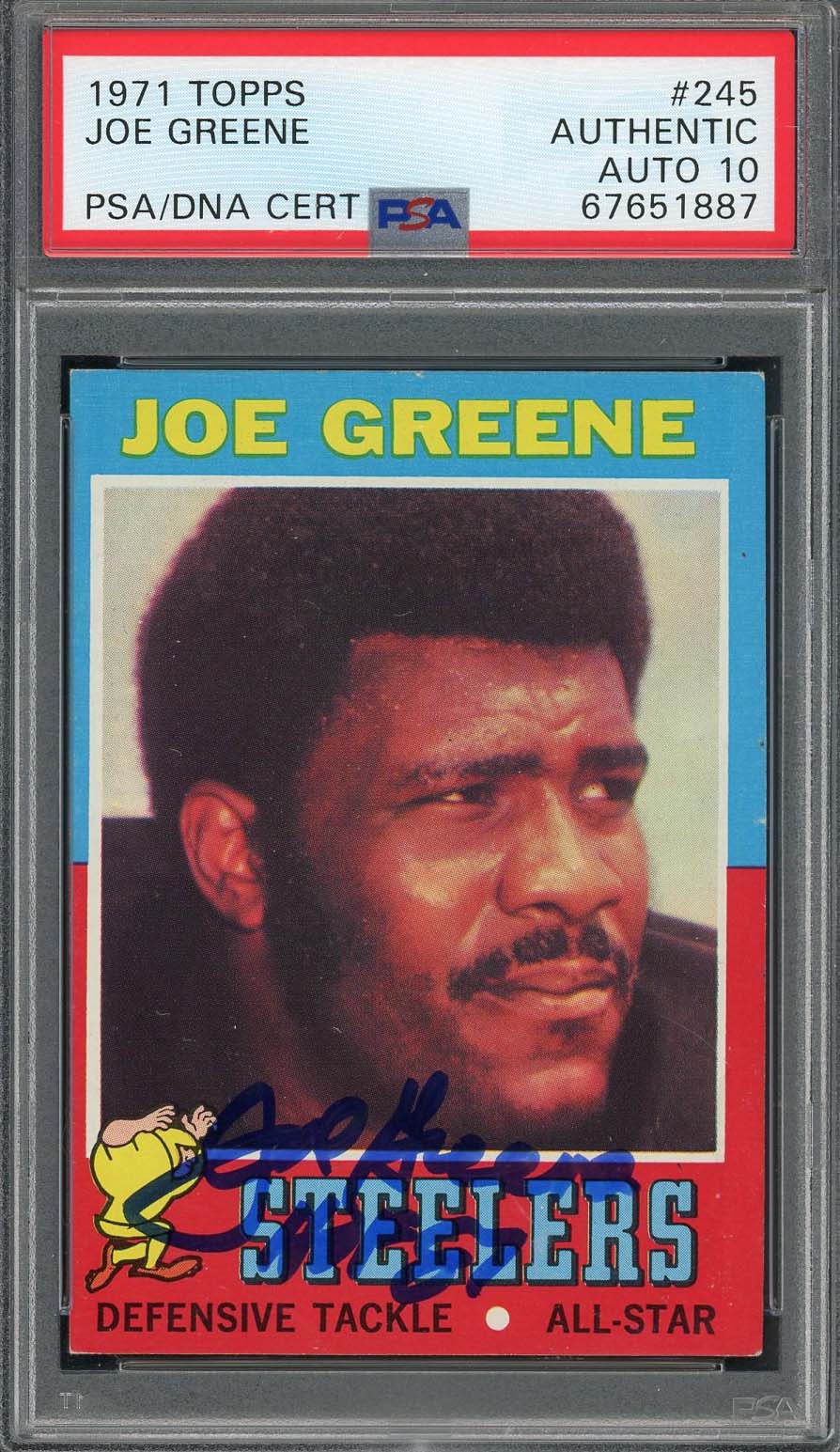Joe Greene 1971 Topps Football Signed Rookie Card #245 Auto PSA 10 67651887