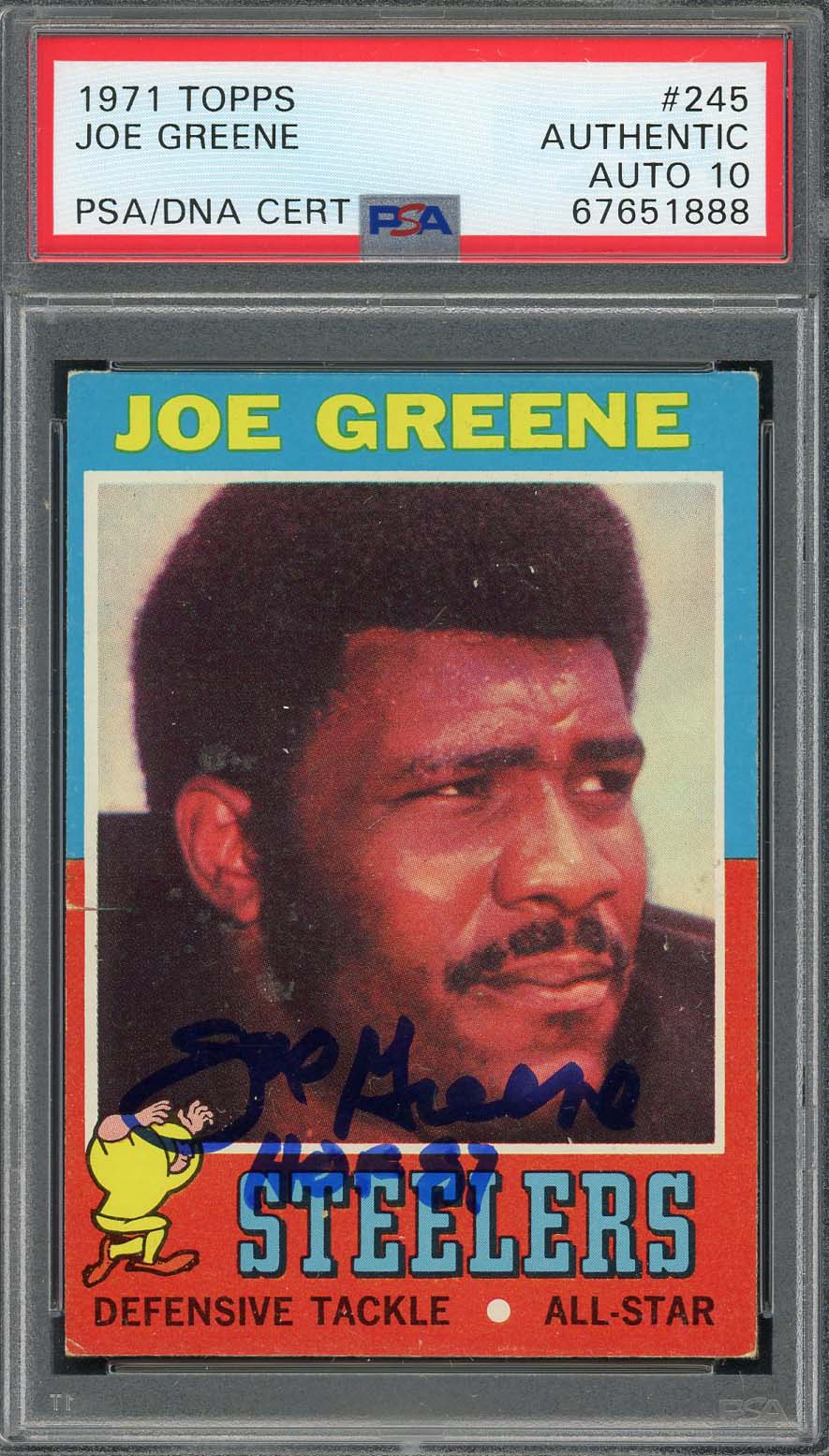 Joe Greene 1971 Topps Football Signed Rookie Card #245 Auto PSA 10 67651888
